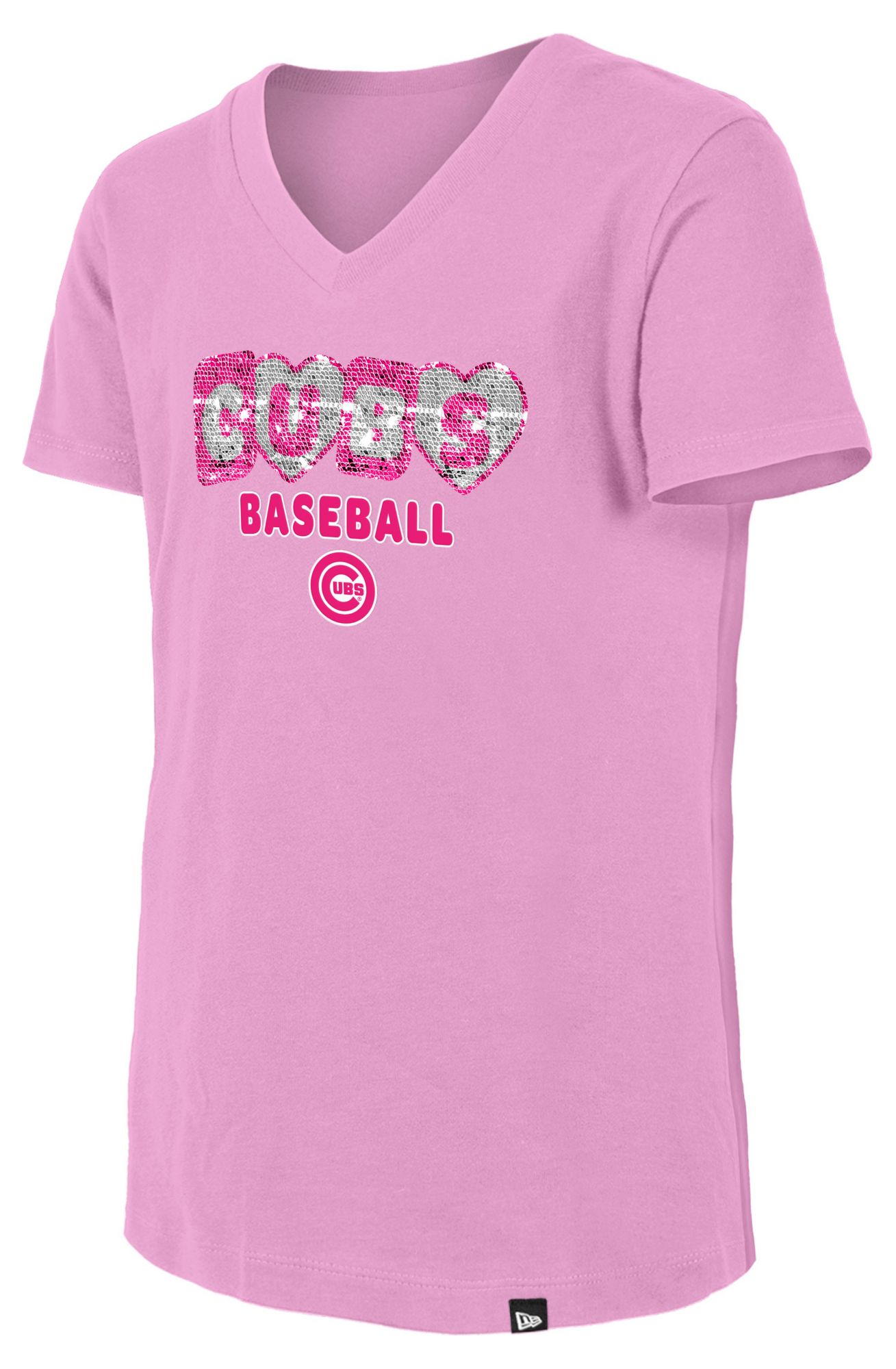 New Era Girls' Chicago Cubs Pink Flip Sequin T-Shirt product image