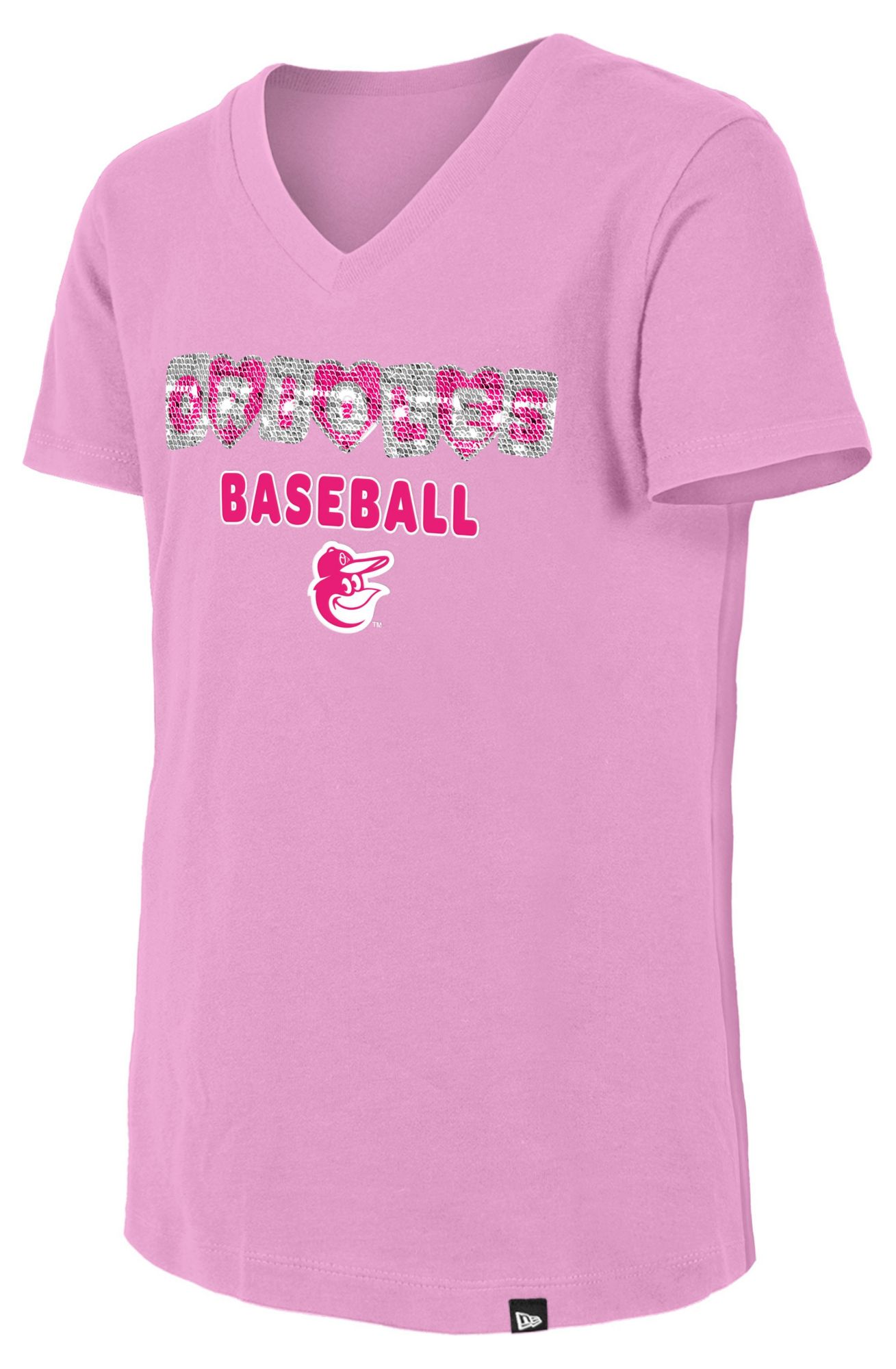 New Era Girls' Baltimore Orioles Pink Flip Sequin T-Shirt product image