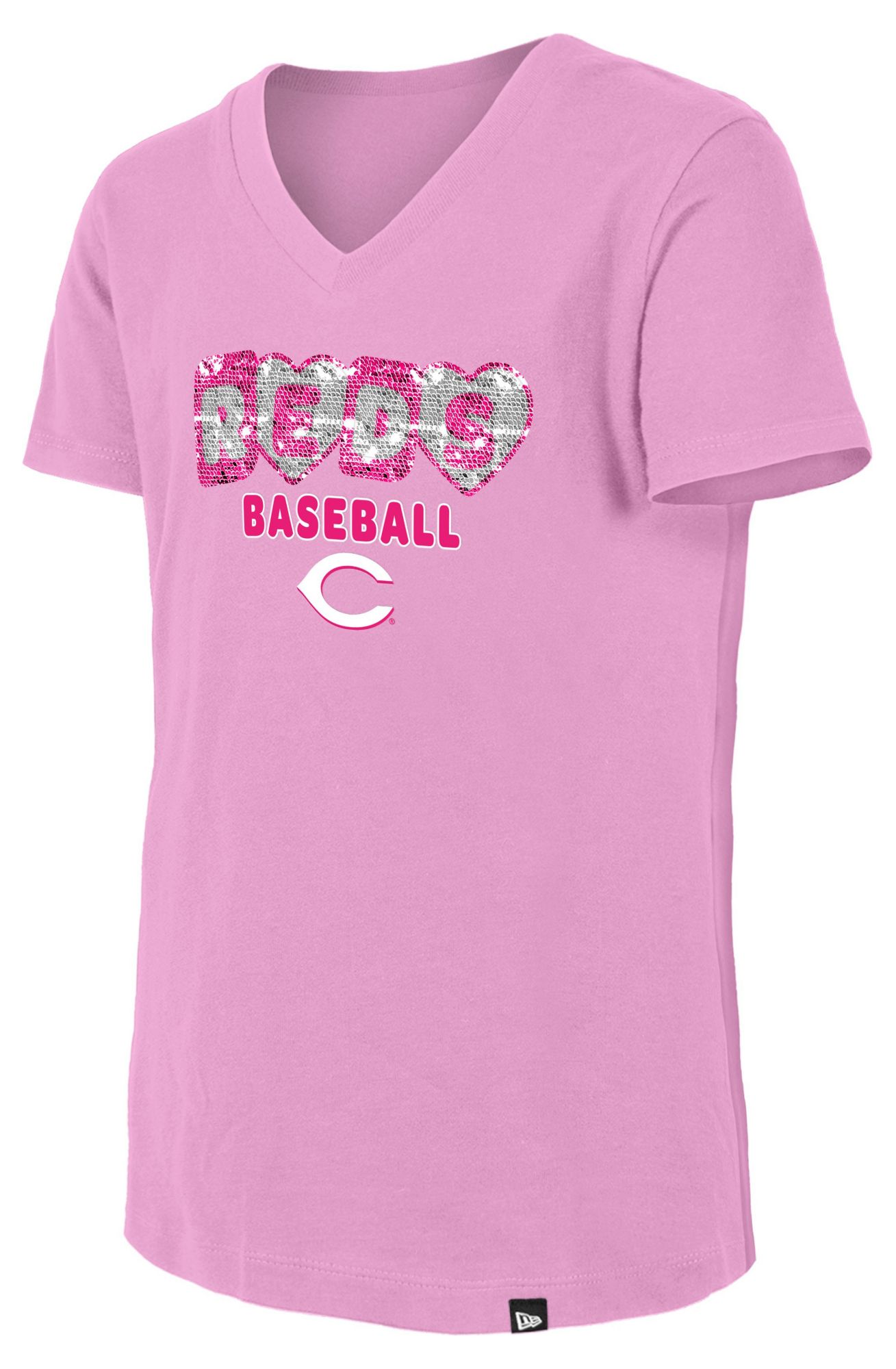 New Era Girls' Cincinnati Reds Pink Sequin T-Shirt product image