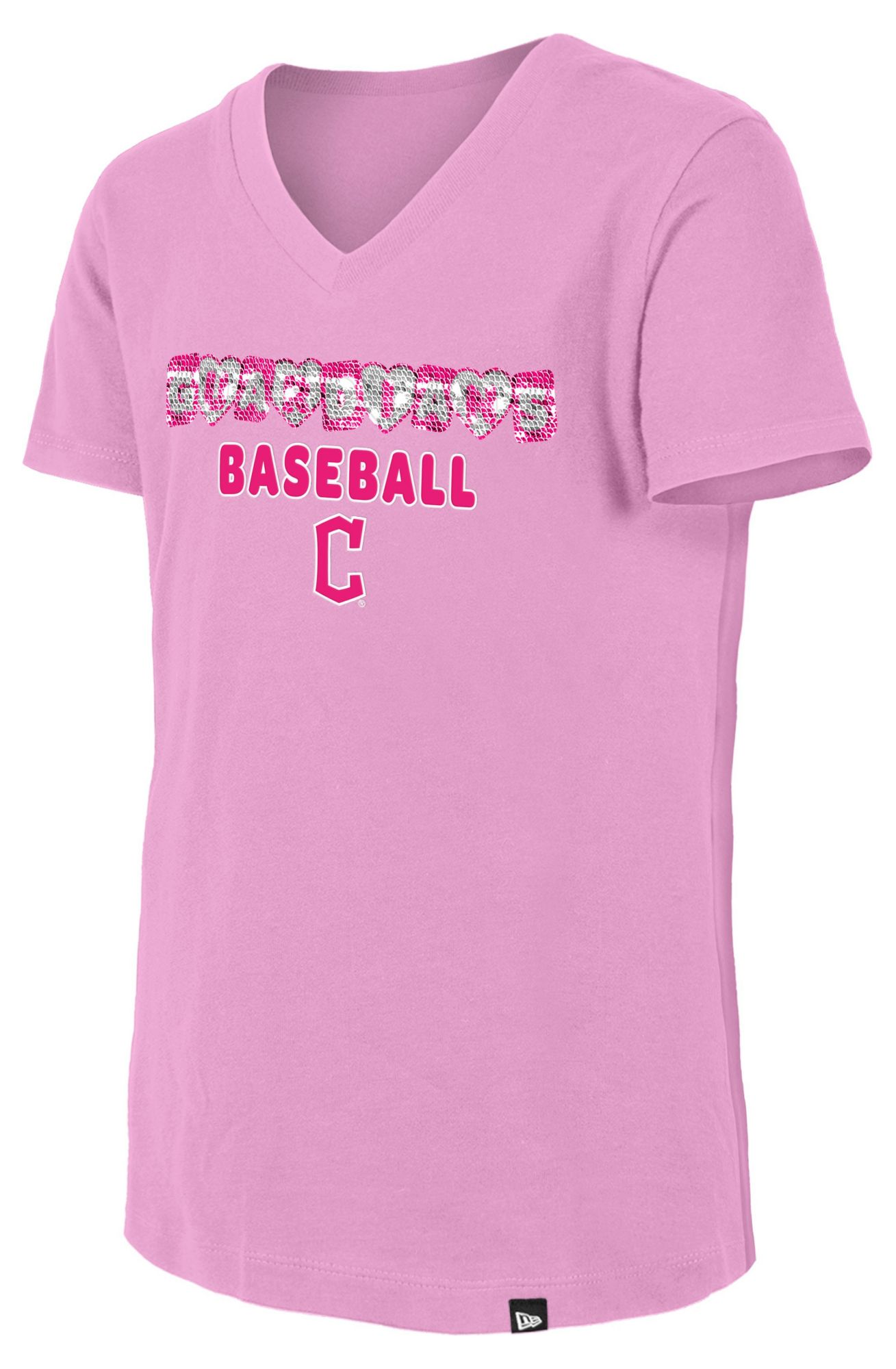 New Era Girls' Cleveland Guardians Pink Sequin T-Shirt product image