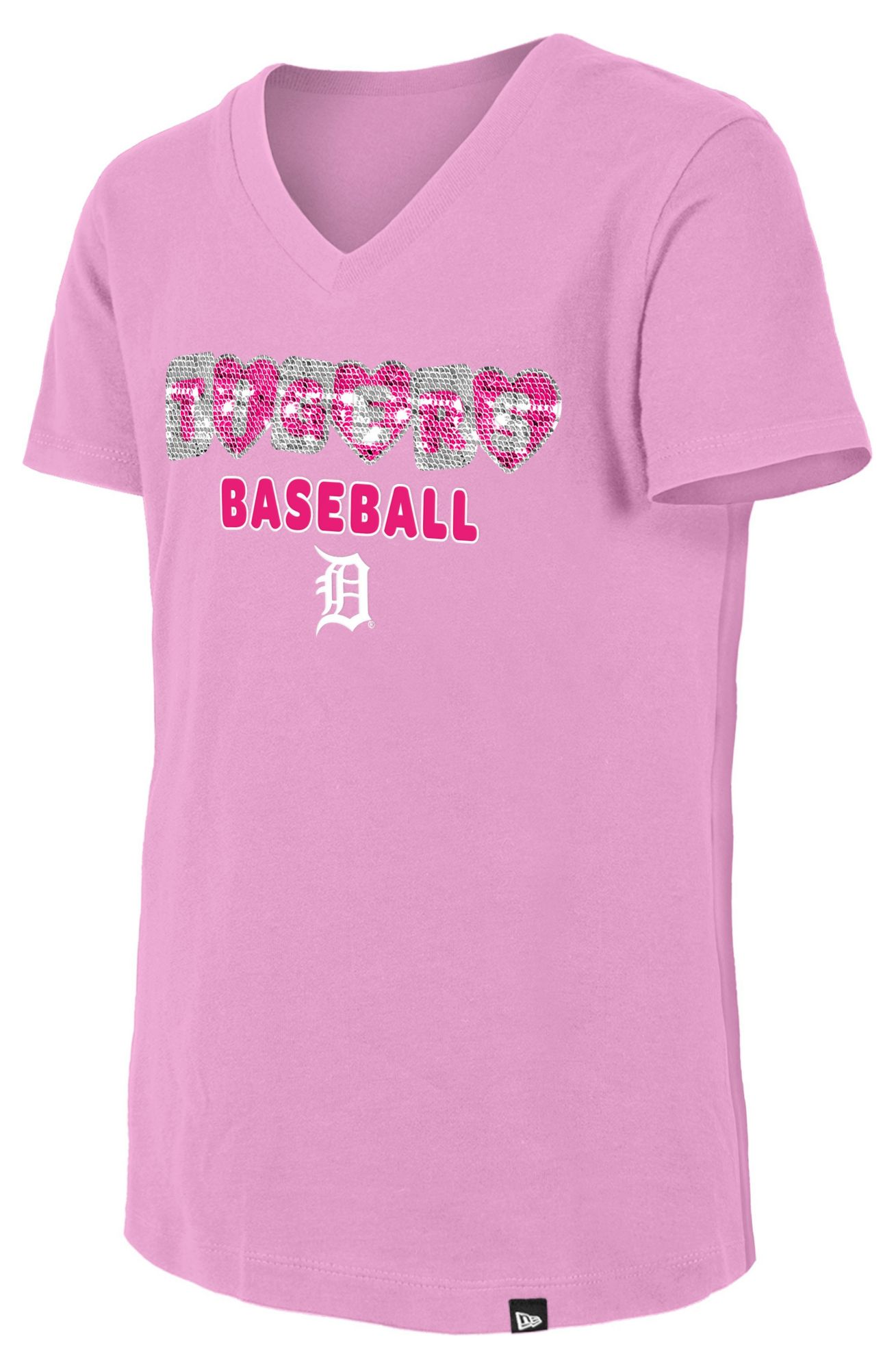 New Era Girls' Detroit Tigers Pink Sequin T-Shirt product image