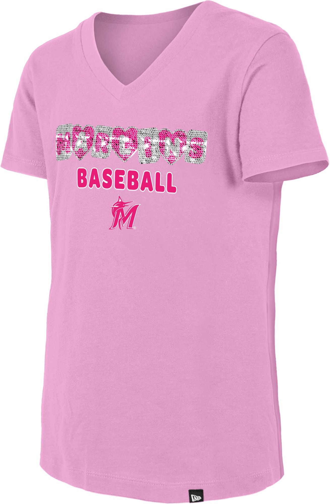 New Era Girls' Miami Marlins Pink Sequin T-Shirt product image