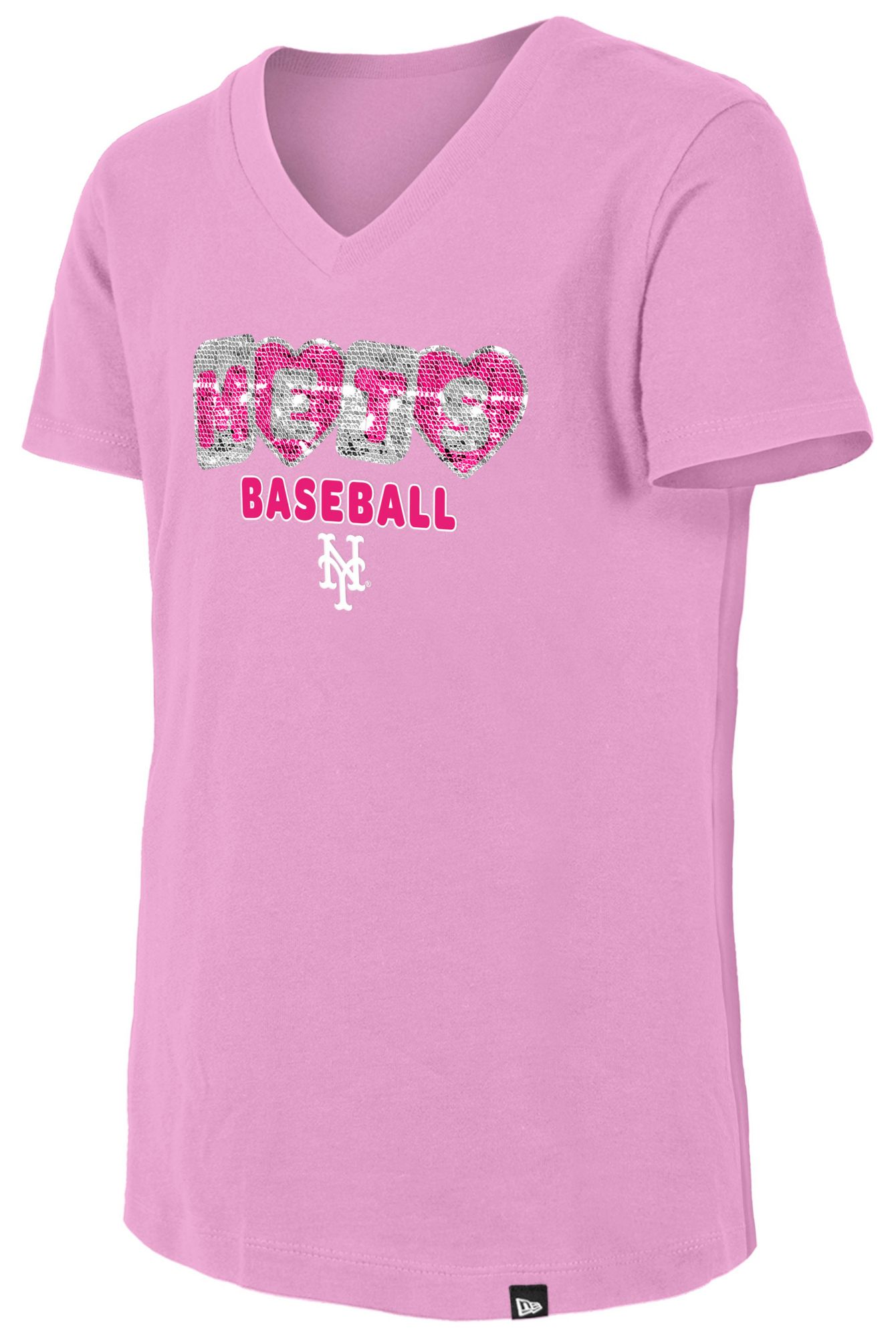 New Era Girls' New York Mets Pink Sequin T-Shirt product image
