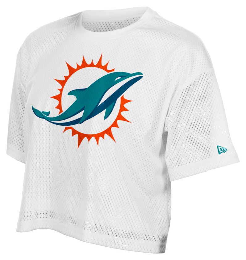 New Era Women's Miami Dolphins White Mesh Boxy T-Shirt product image