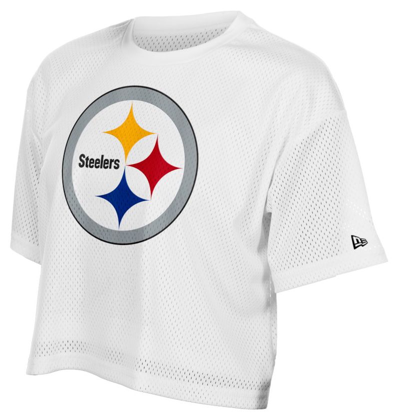 New Era Women's Pittsburgh Steelers White Mesh Boxy T-Shirt product image