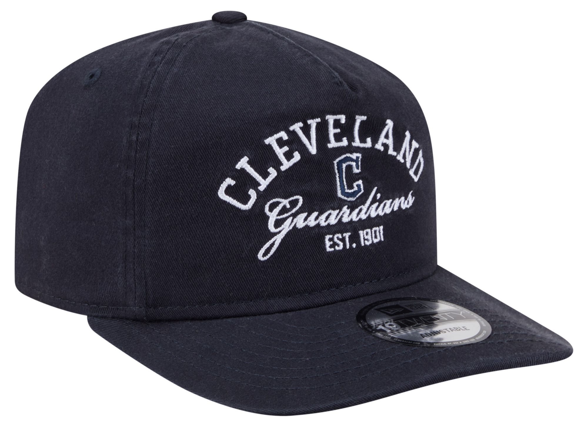 New Era Adult Cleveland Guardians Navy 19Twenty Stacked Adjustable Hat product image