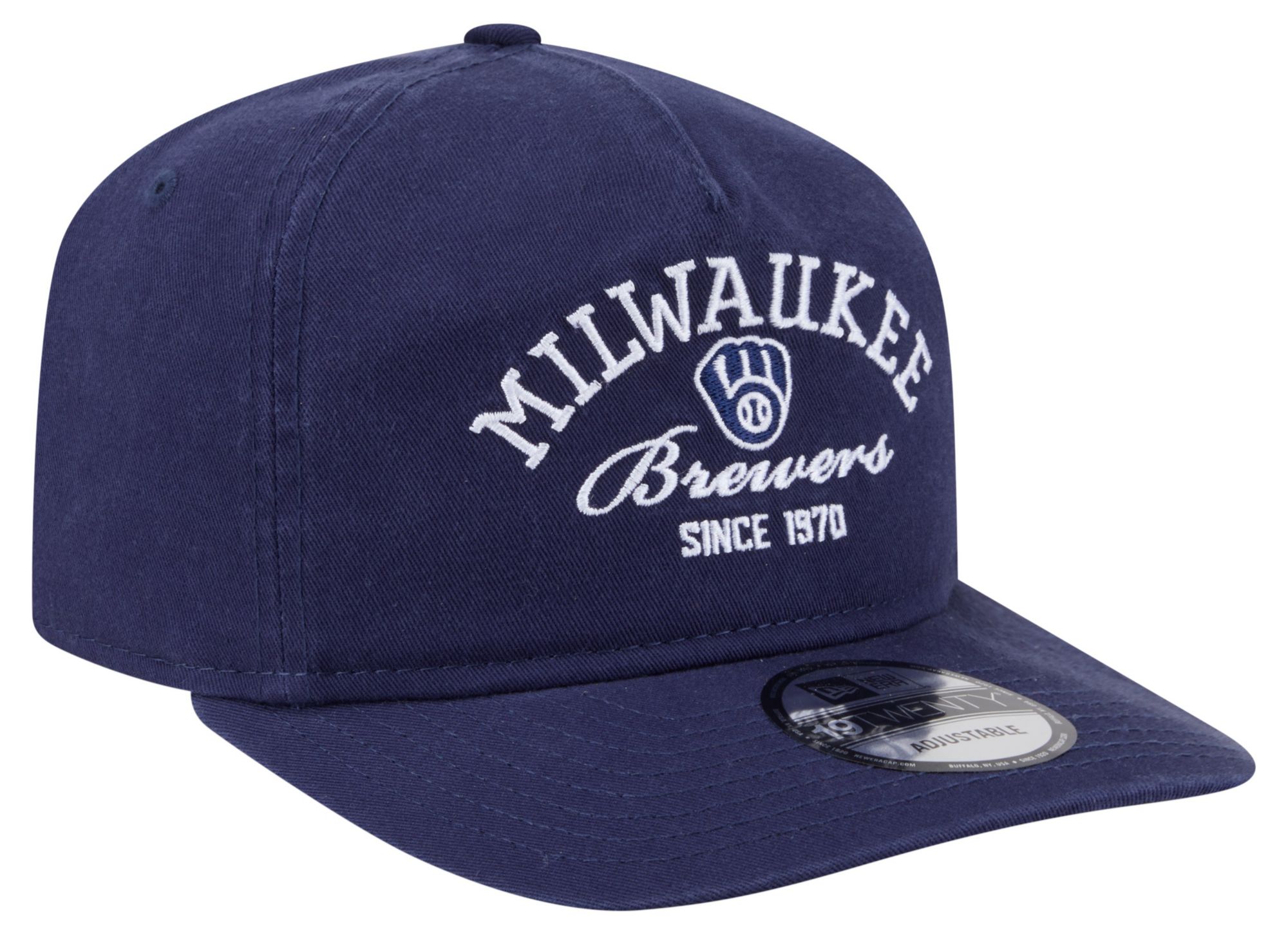 New Era Adult Milwaukee Brewers Navy 19Twenty Stacked Adjustable Hat product image