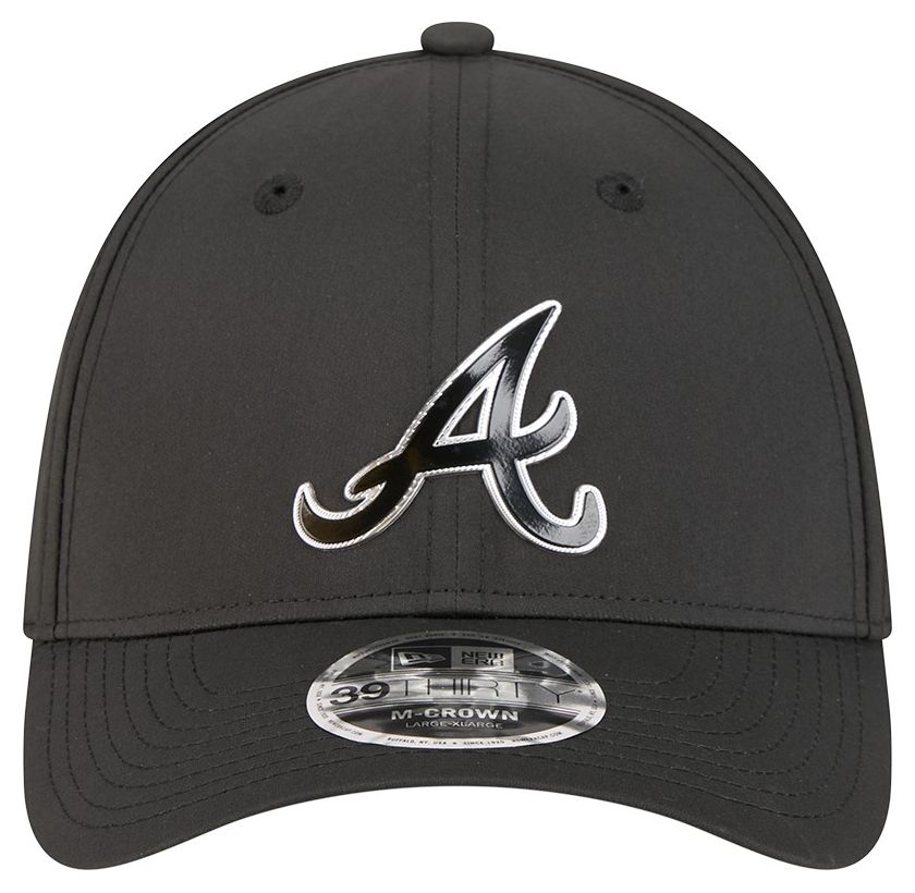 New Era Adult Atlanta Braves Black Metallic 39Thirty Stretch Fit Hat product image