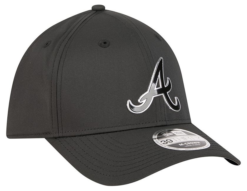 New Era Adult Atlanta Braves Black Metallic 39Thirty Stretch Fit Hat product image