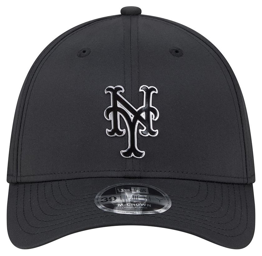 New Era Adult New York Mets Black Metallic 39Thirty Stretch Fit Hat product image