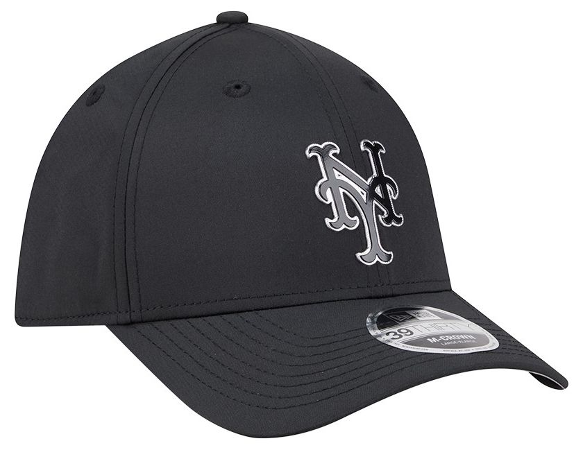 New Era Adult New York Mets Black Metallic 39Thirty Stretch Fit Hat product image