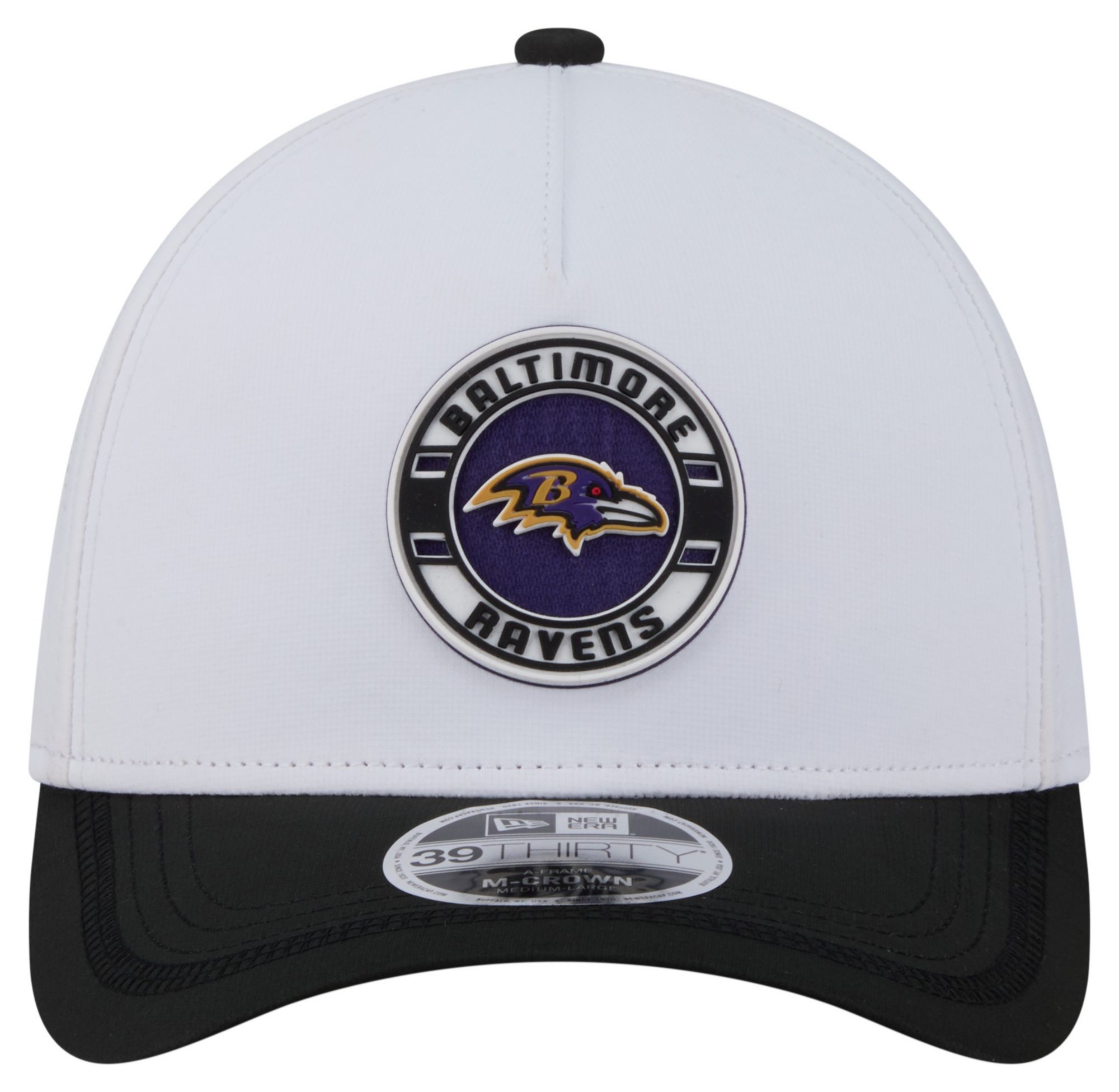 New Era Adult Baltimore Ravens White A-Frame Patch 39Thirty Stretch Fit Hat product image