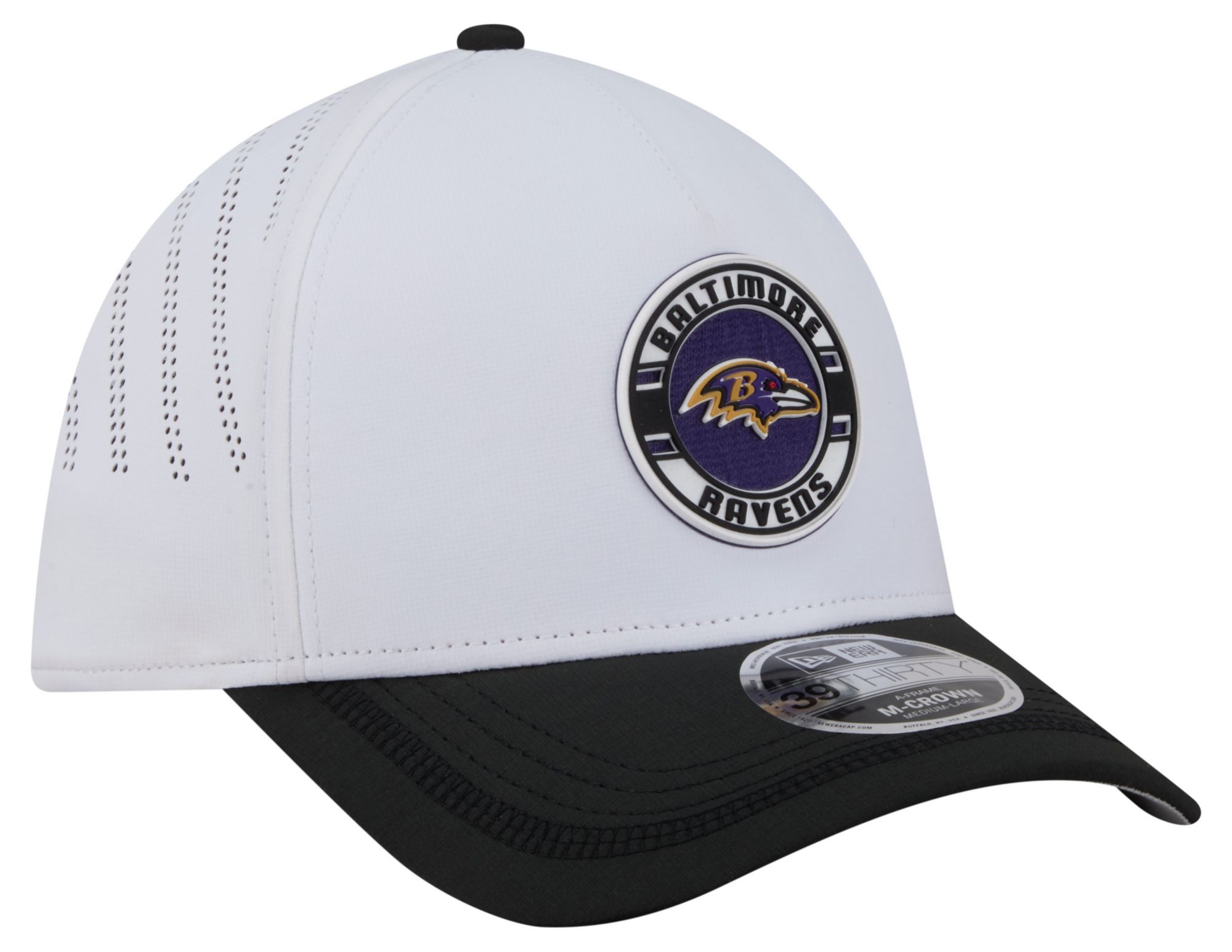 New Era Adult Baltimore Ravens White A-Frame Patch 39Thirty Stretch Fit Hat product image