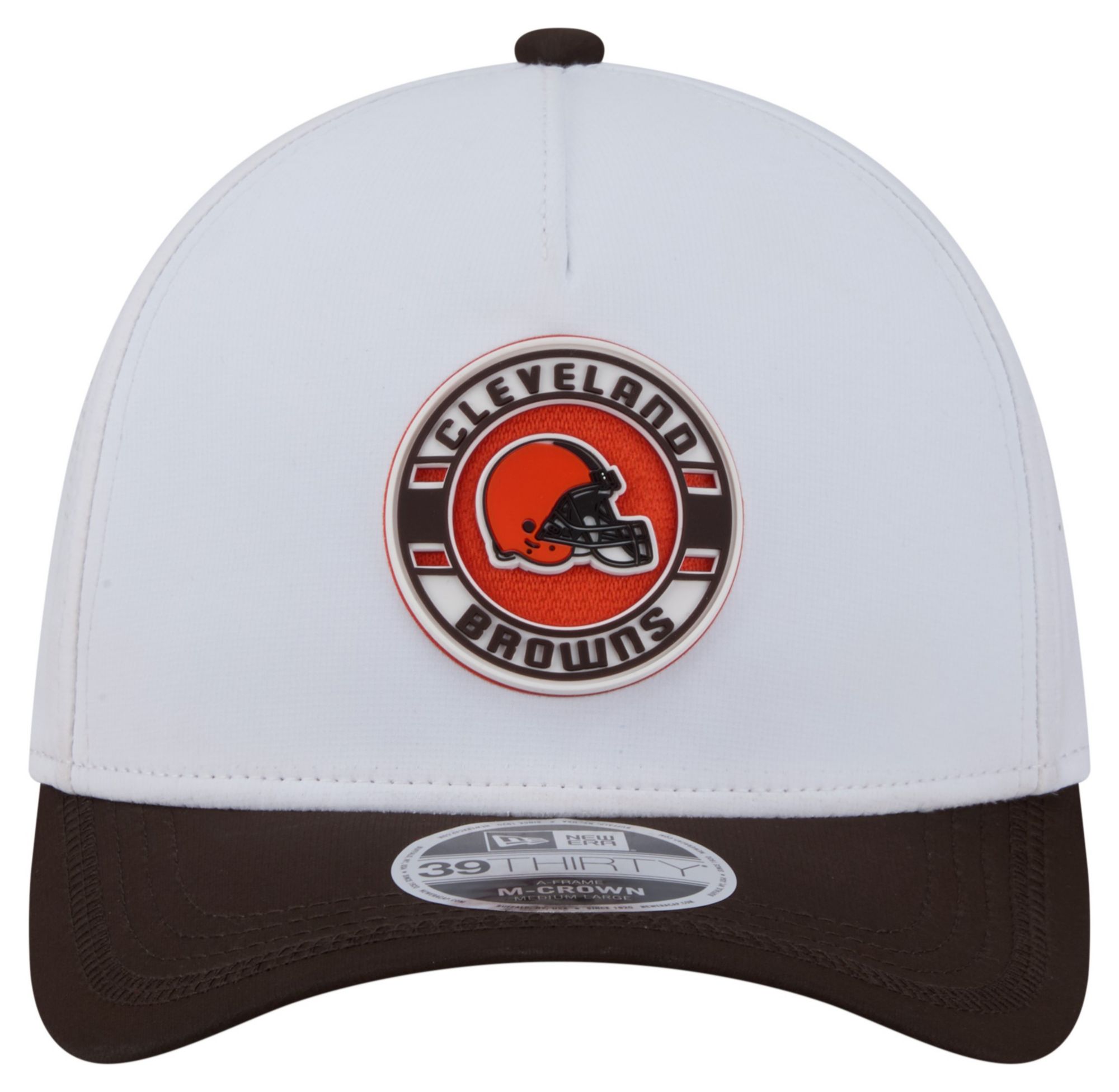 New Era Adult Cleveland Browns White A-Frame Patch 39Thirty Stretch Fit Hat product image
