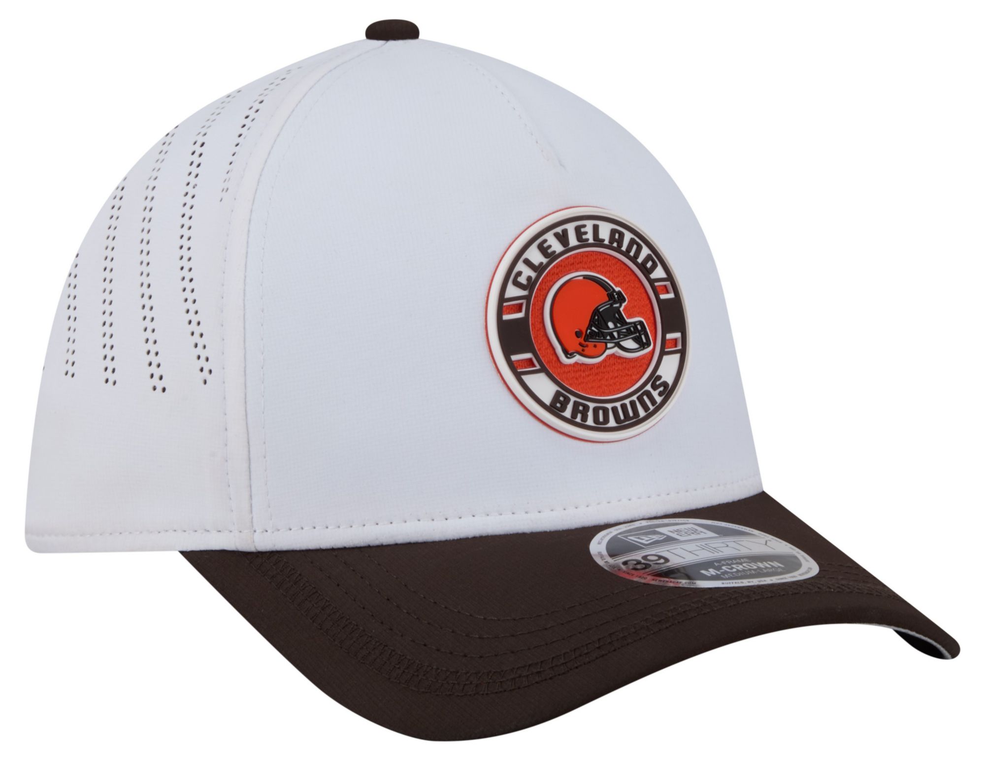 New Era Adult Cleveland Browns White A-Frame Patch 39Thirty Stretch Fit Hat product image