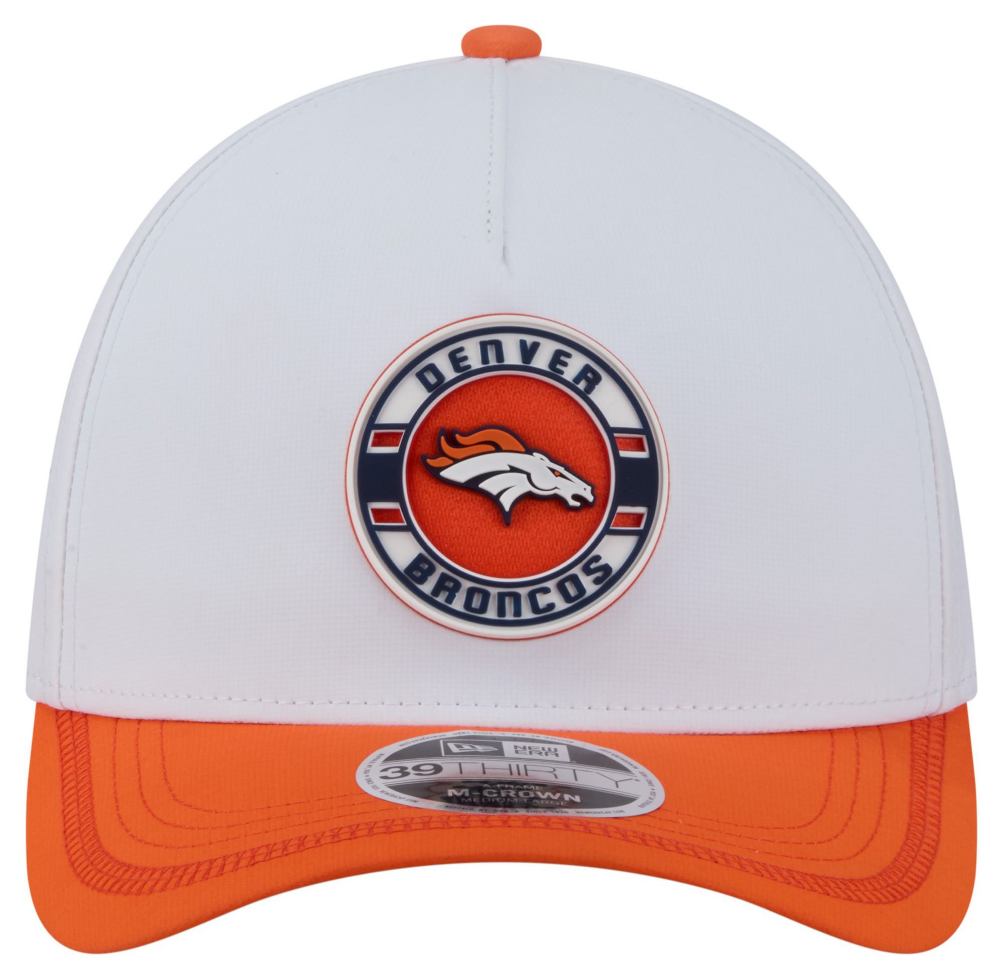 New Era Adult Denver Broncos White A-Frame Patch 39Thirty Stretch Fit Hat product image
