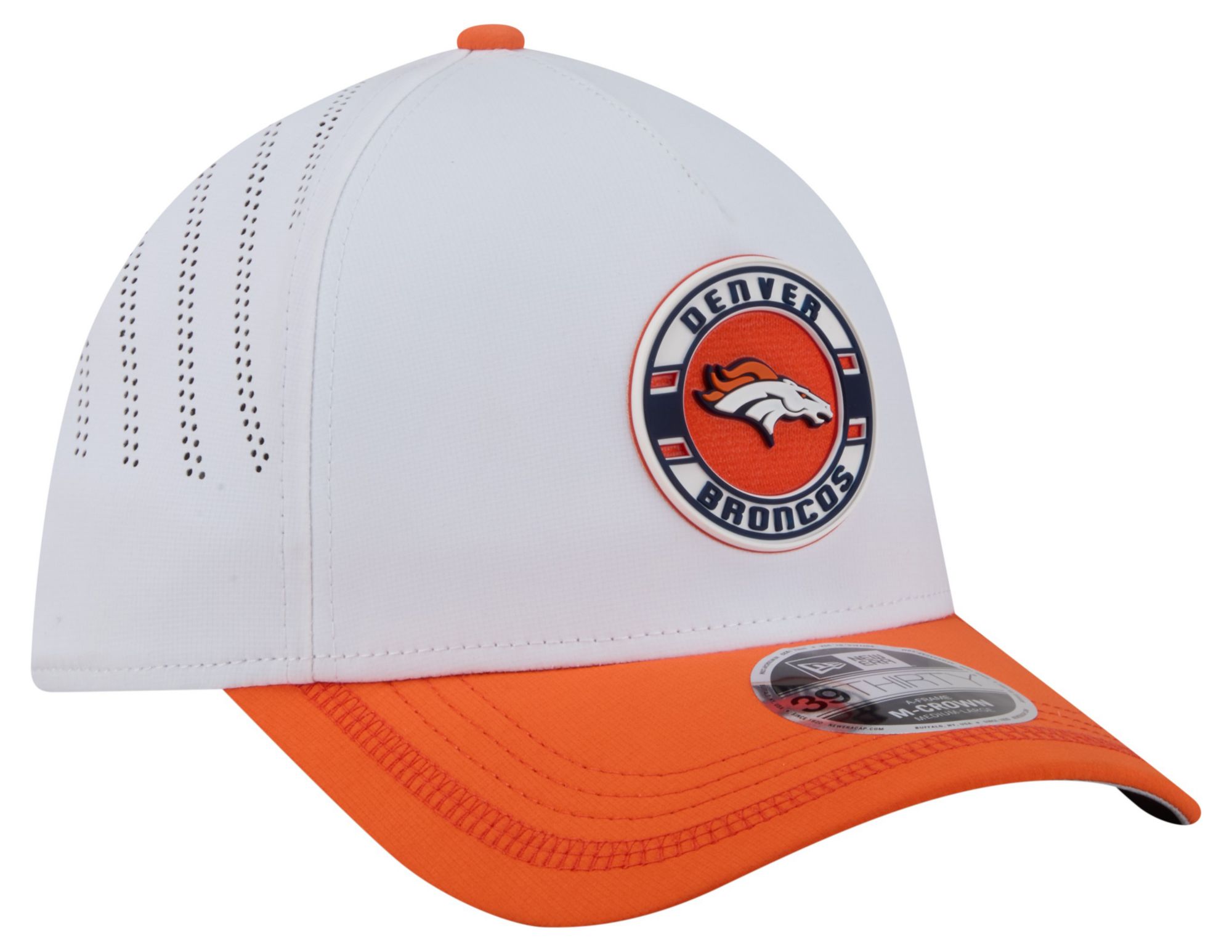 New Era Adult Denver Broncos White A-Frame Patch 39Thirty Stretch Fit Hat product image