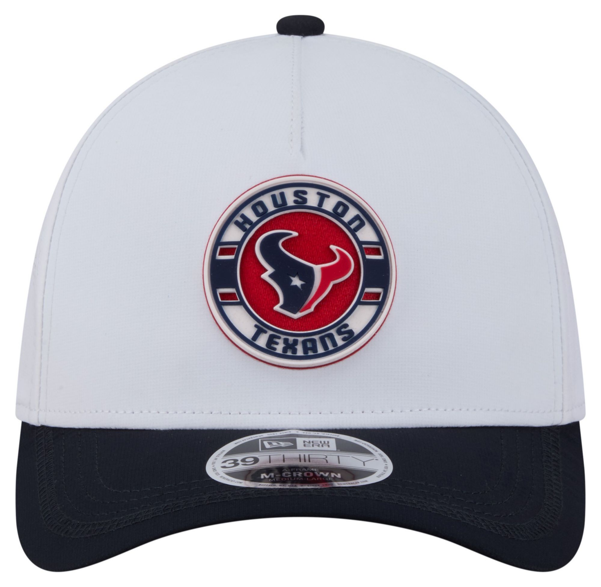 New Era Adult Houston Texans White A-Frame Patch 39Thirty Stretch Fit Hat product image