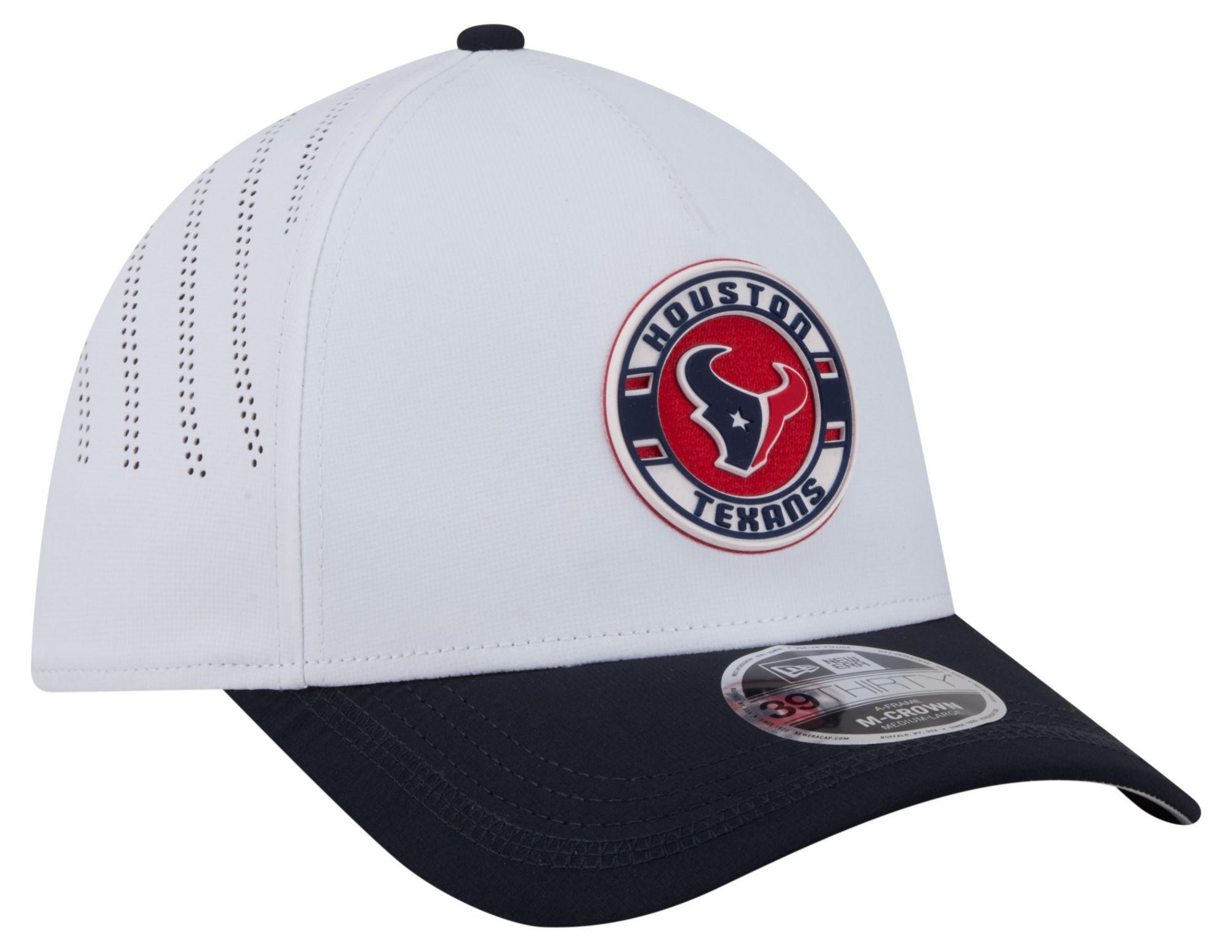 New Era Adult Houston Texans White A-Frame Patch 39Thirty Stretch Fit Hat product image