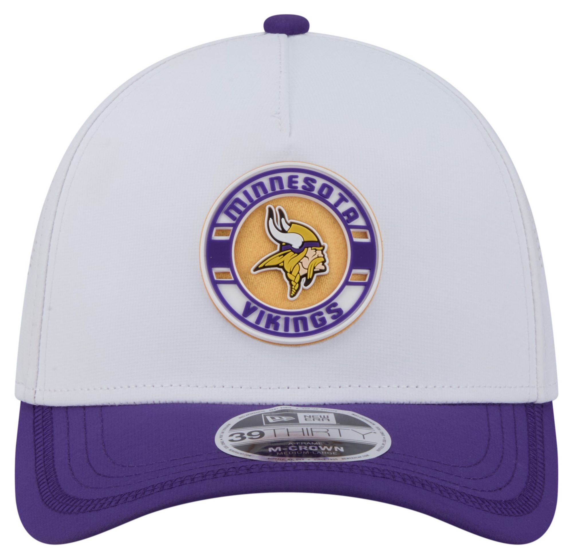 New Era Adult Minnesota Vikings White A-Frame Patch 39Thirty Stretch Fit Hat product image