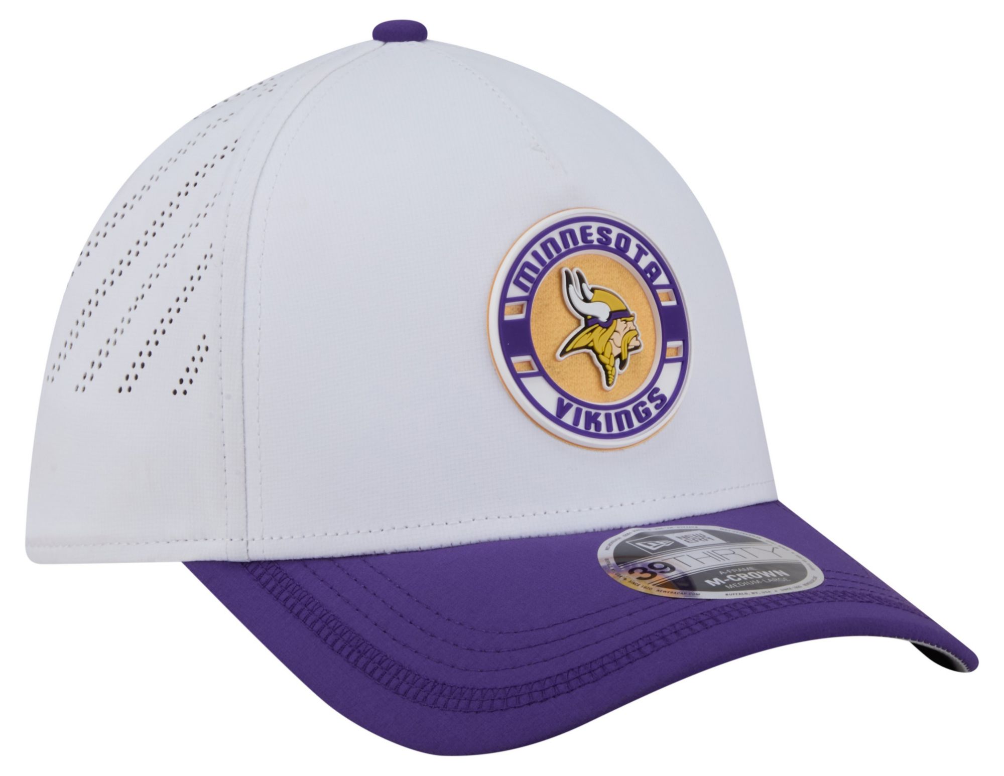 New Era Adult Minnesota Vikings White A-Frame Patch 39Thirty Stretch Fit Hat product image