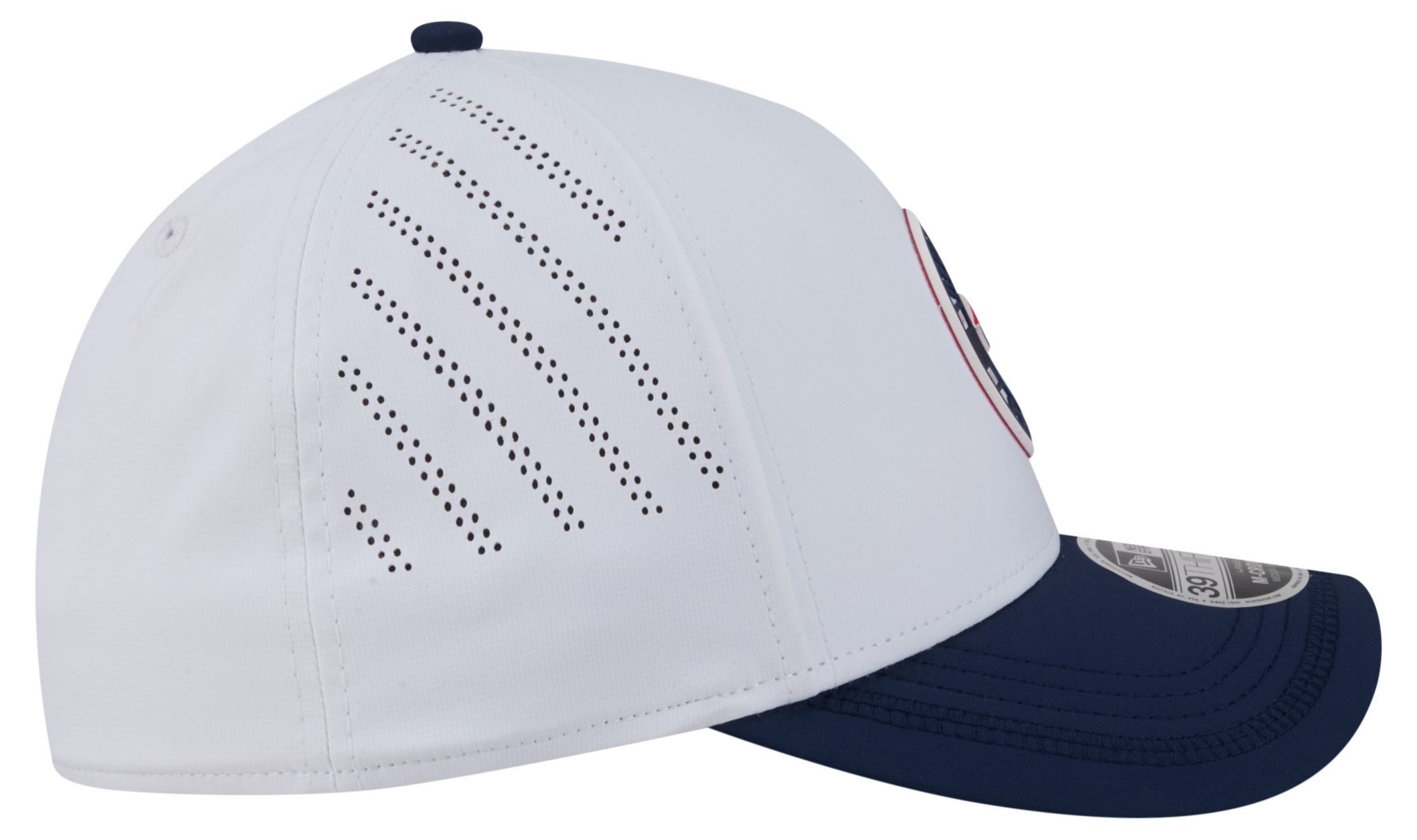 New Era Adult New England Patriots White A-Frame Patch 39Thirty Stretch Fit Hat product image