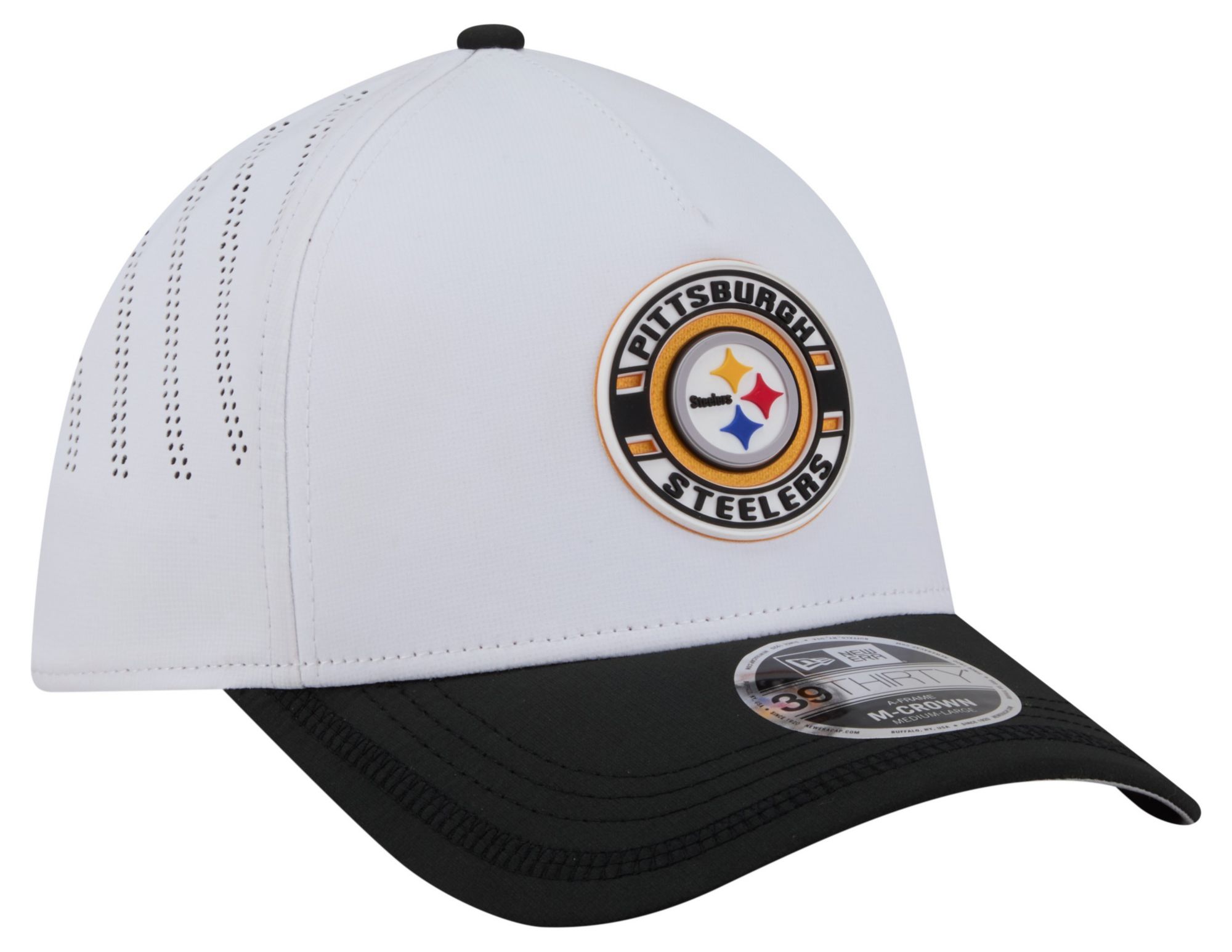 New Era Adult Pittsburgh Steelers White Patch 39Thirty Stretch Fit Hat product image