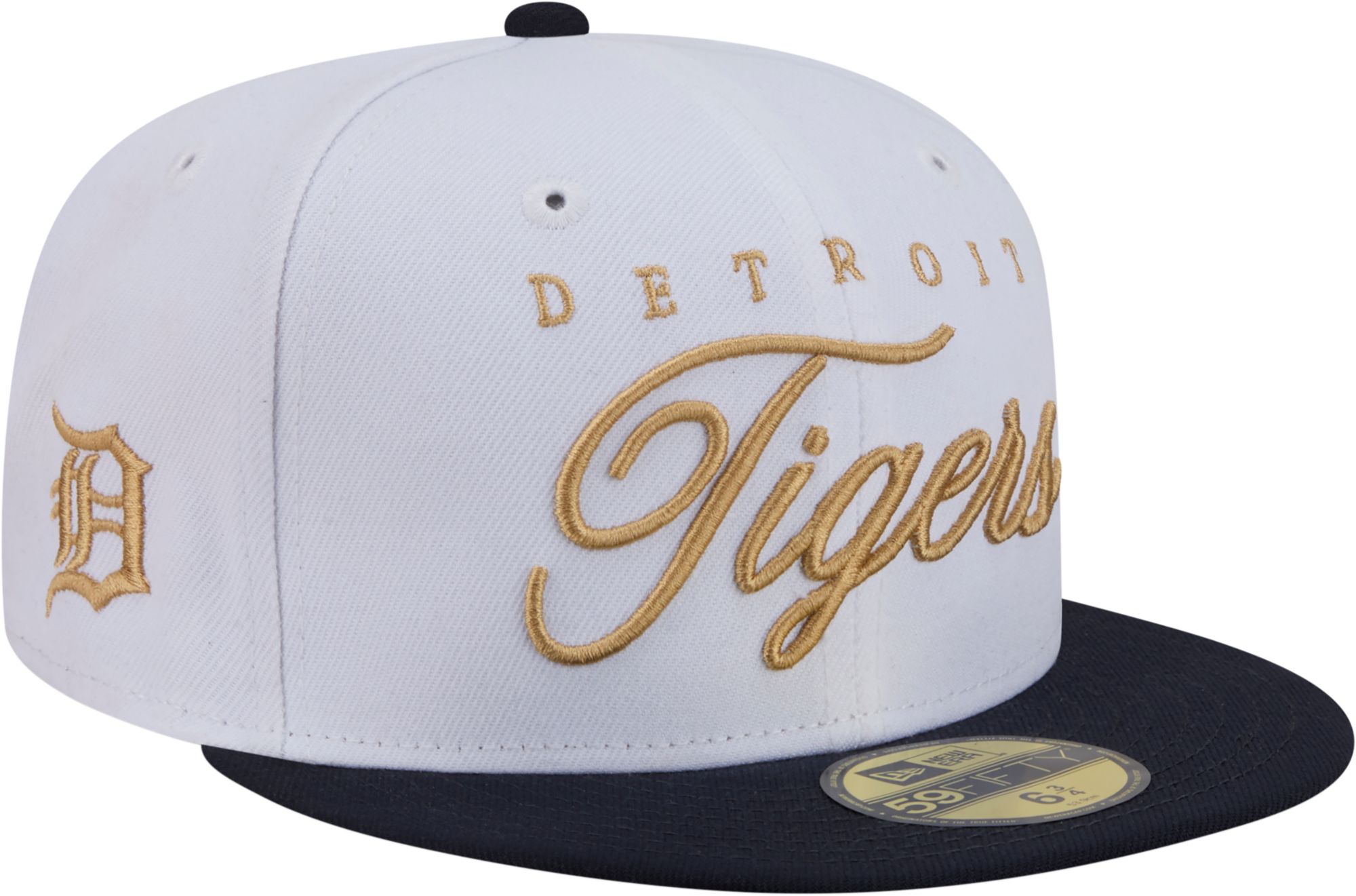 New Era Adult Detroit Tigers White 59Fifty Scripted Fitted Hat product image