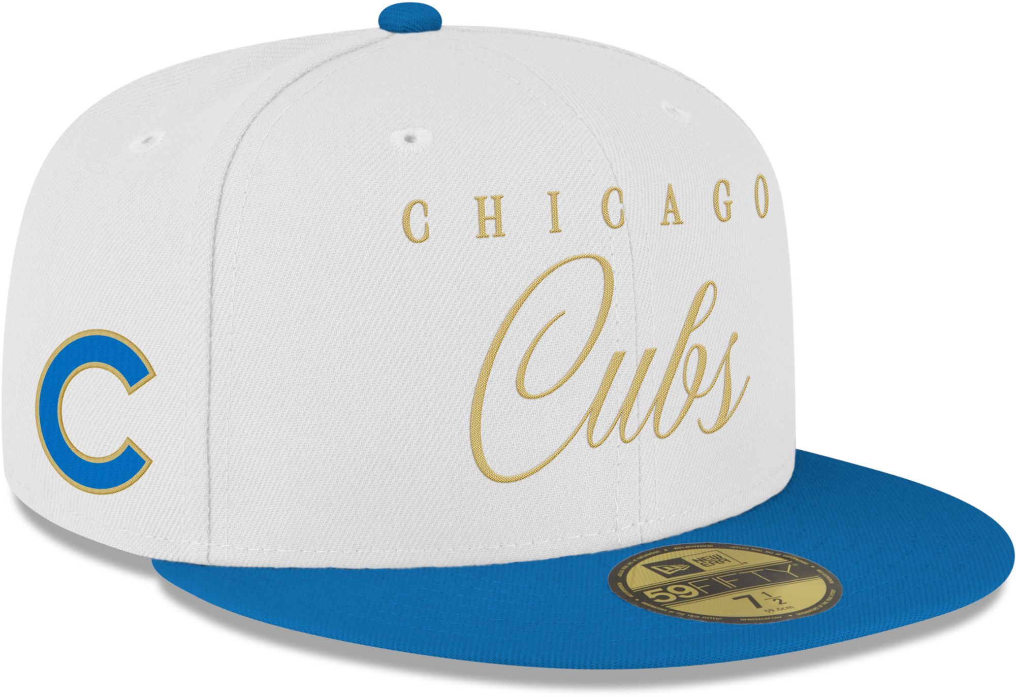 New Era Adult Chicago Cubs White 59Fifty Scripted Fitted Hat product image
