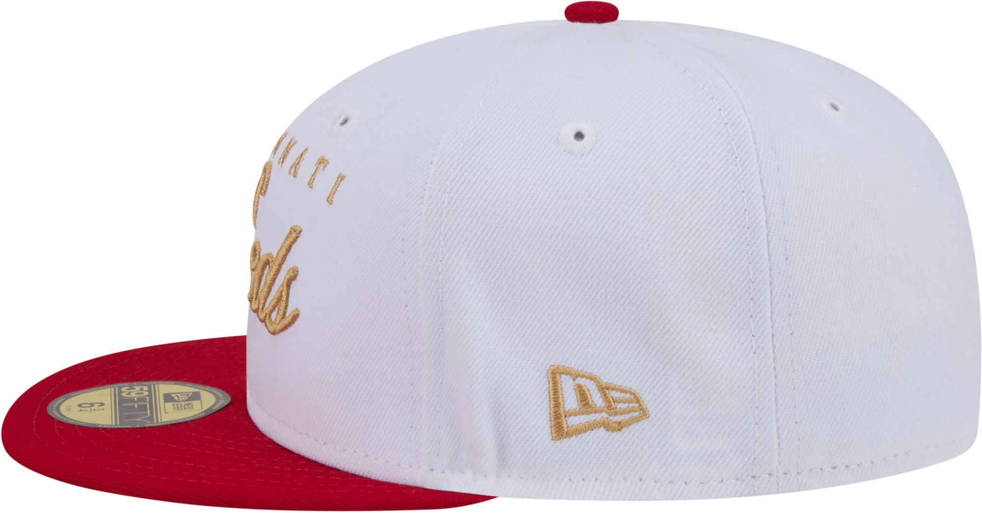 New Era Adult Cincinnati Reds White 59Fifty Scripted Fitted Hat product image