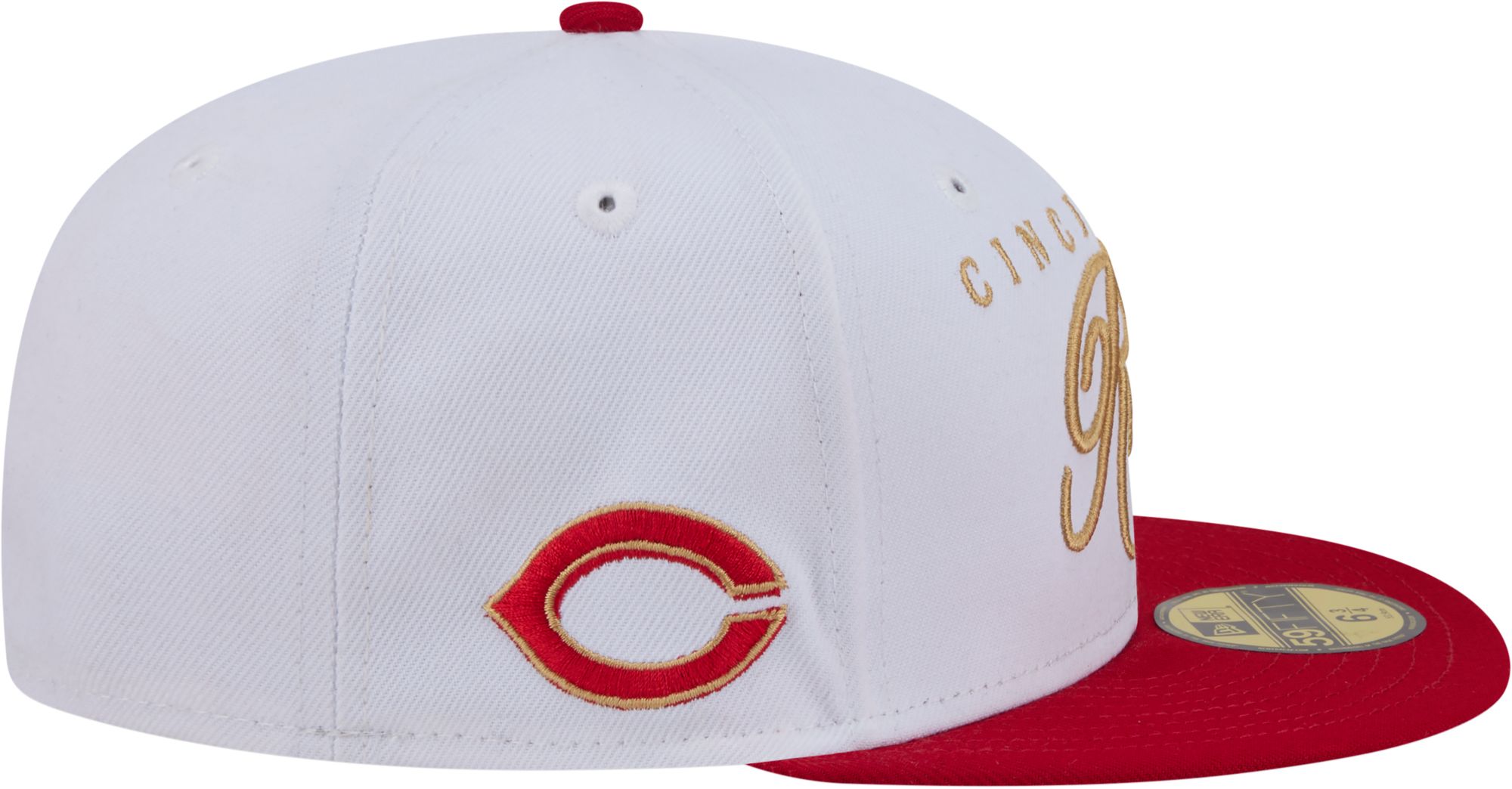 New Era Adult Cincinnati Reds White 59Fifty Scripted Fitted Hat product image
