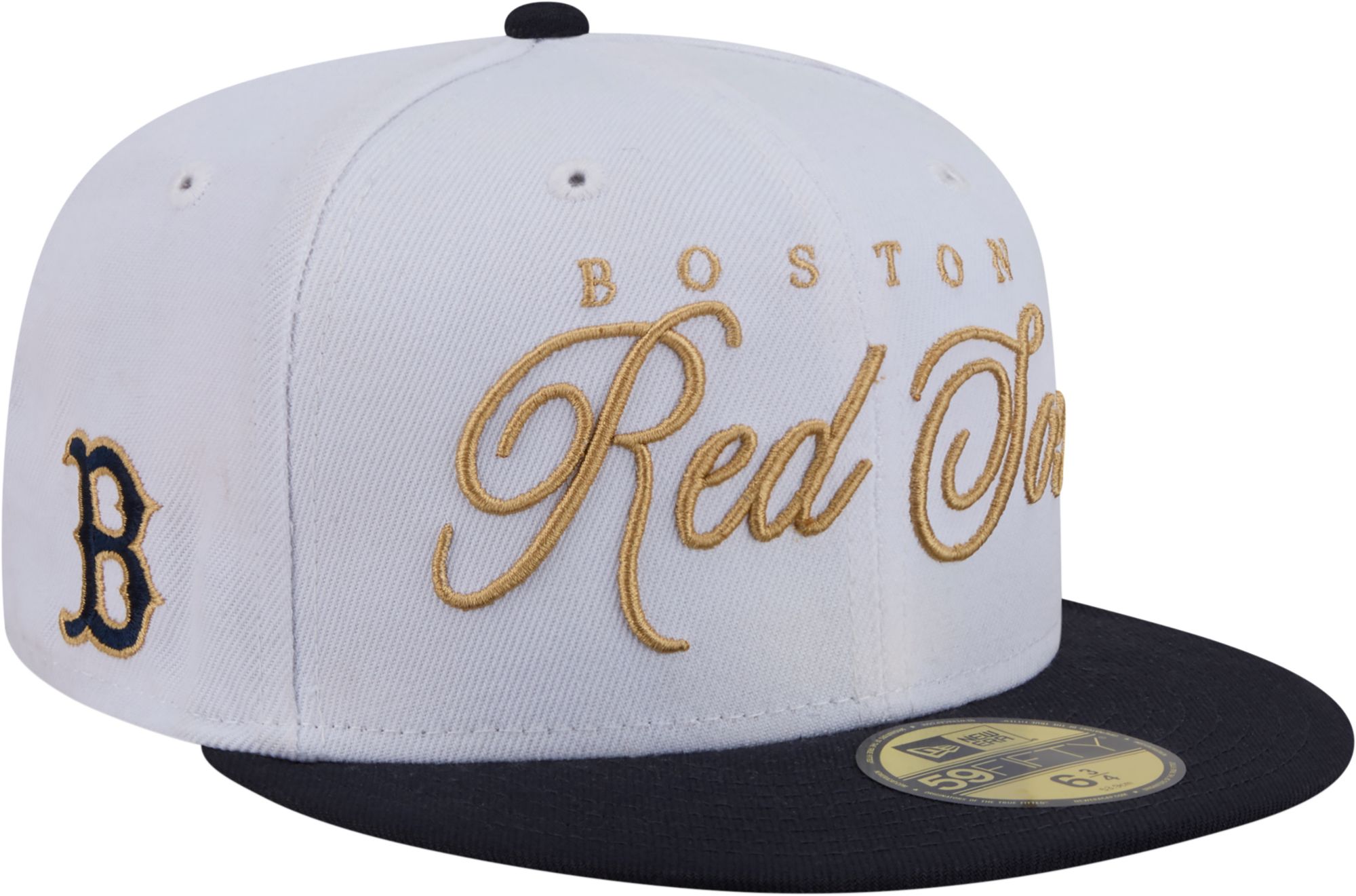 New Era Adult Boston Red Sox White 59Fifty Scripted Fitted Hat product image