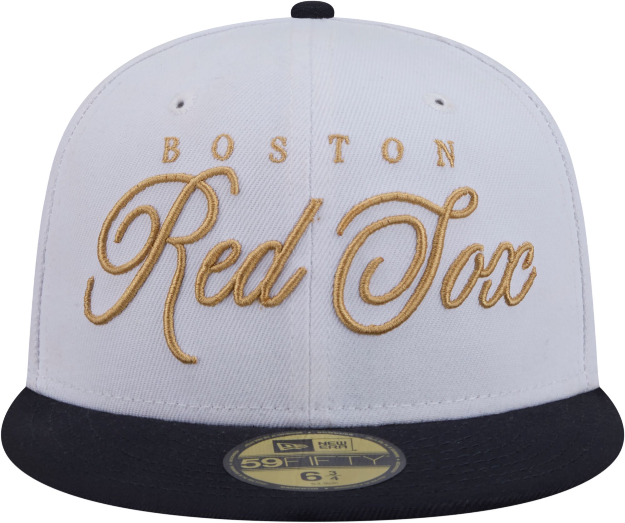 New Era Adult Boston Red Sox White 59Fifty Scripted Fitted Hat product image