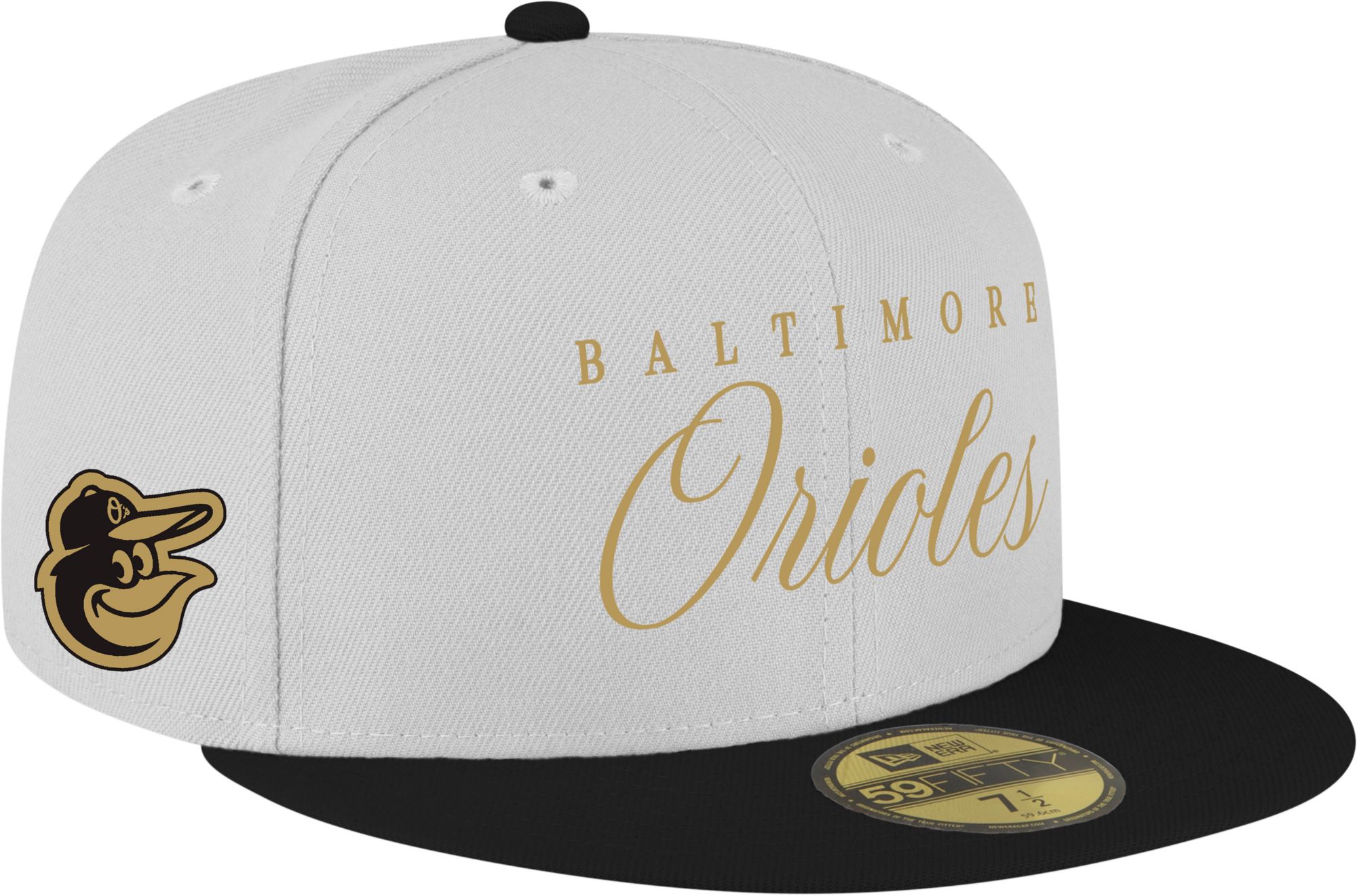New Era Adult Baltimore Orioles White 59Fifty Scripted Fitted Hat product image