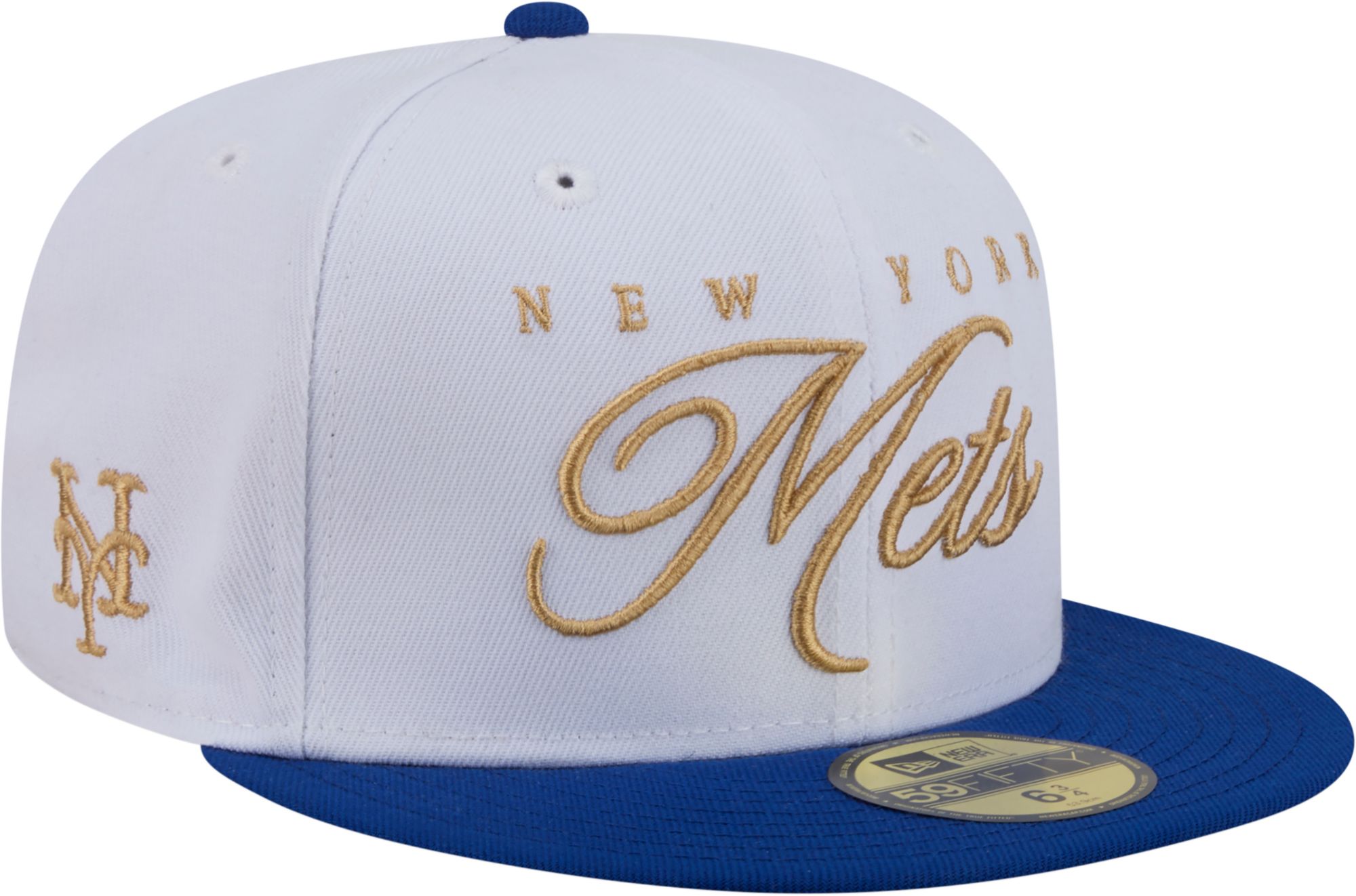 New Era Adult New York Mets White 59Fifty Scripted Fitted Hat product image