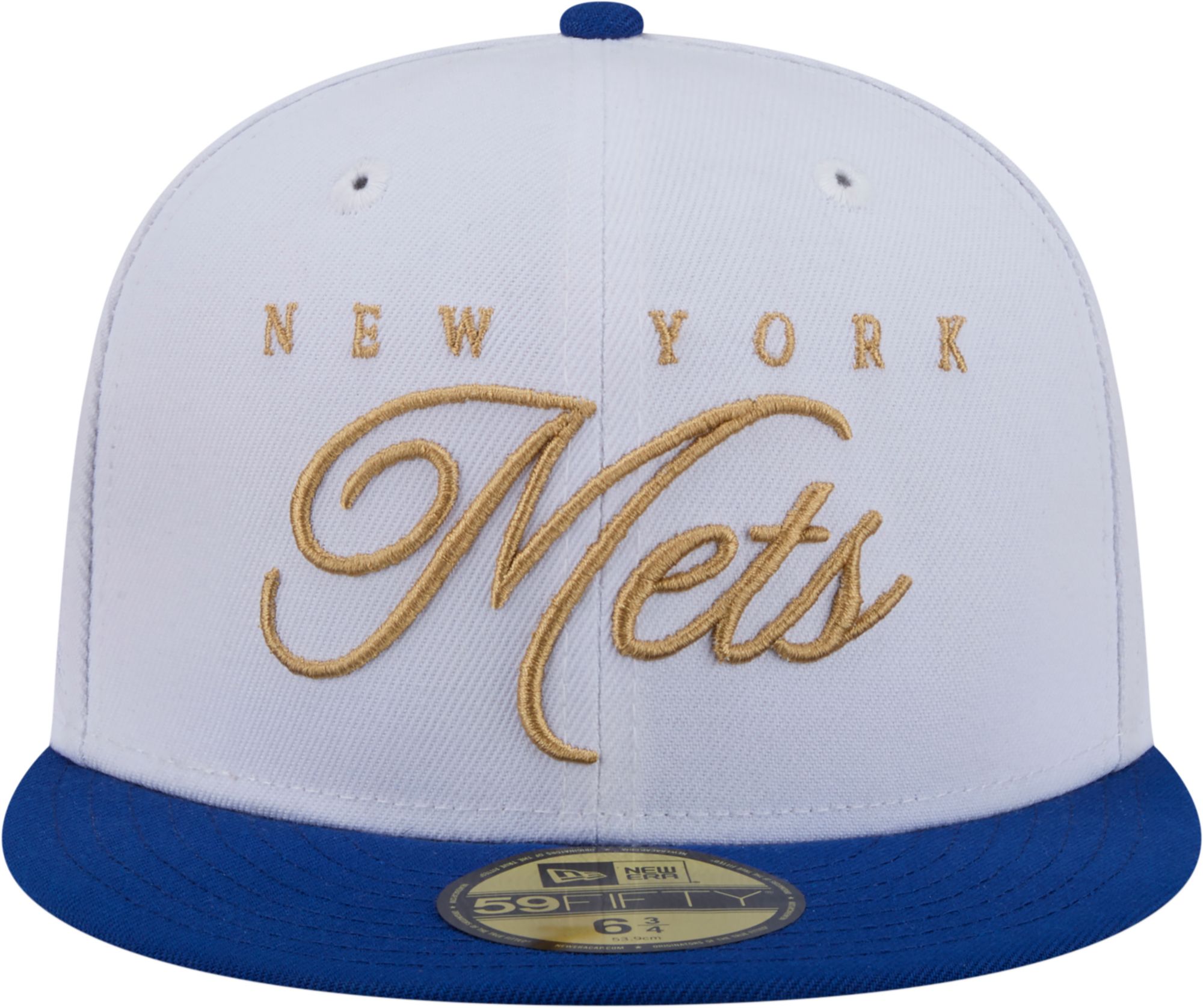 New Era Adult New York Mets White 59Fifty Scripted Fitted Hat product image