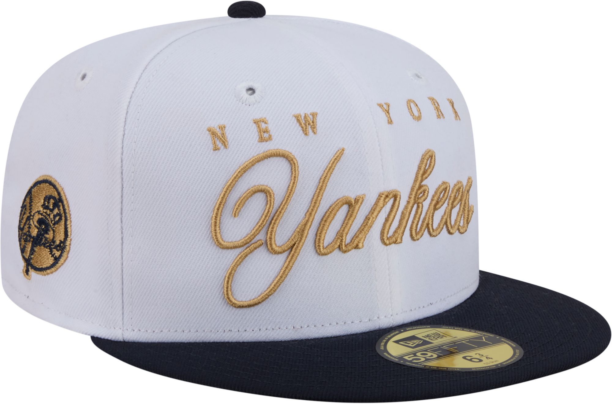New Era Adult New York Yankees White 59Fifty Scripted Fitted Hat product image