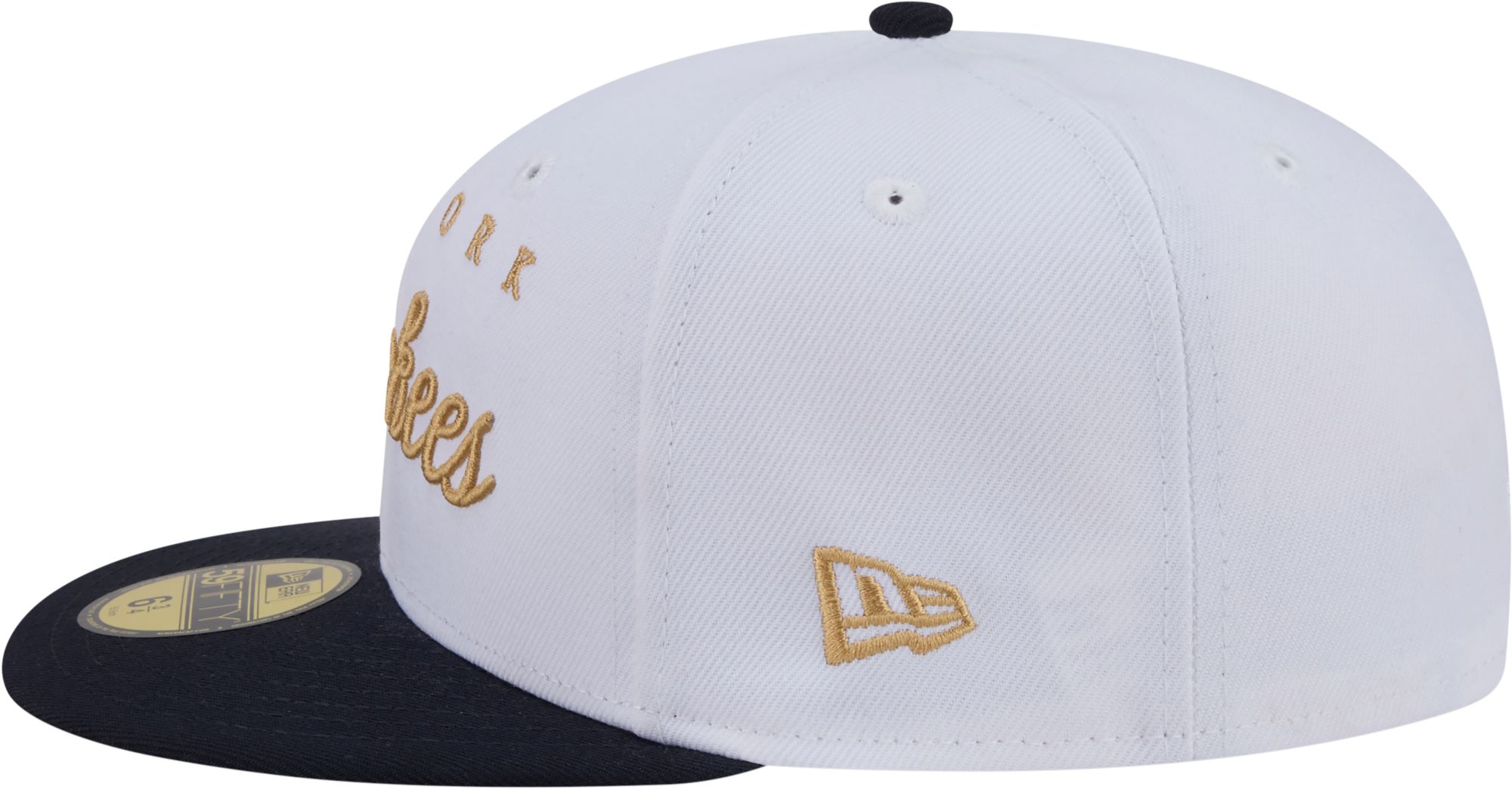 New Era Adult New York Yankees White 59Fifty Scripted Fitted Hat product image