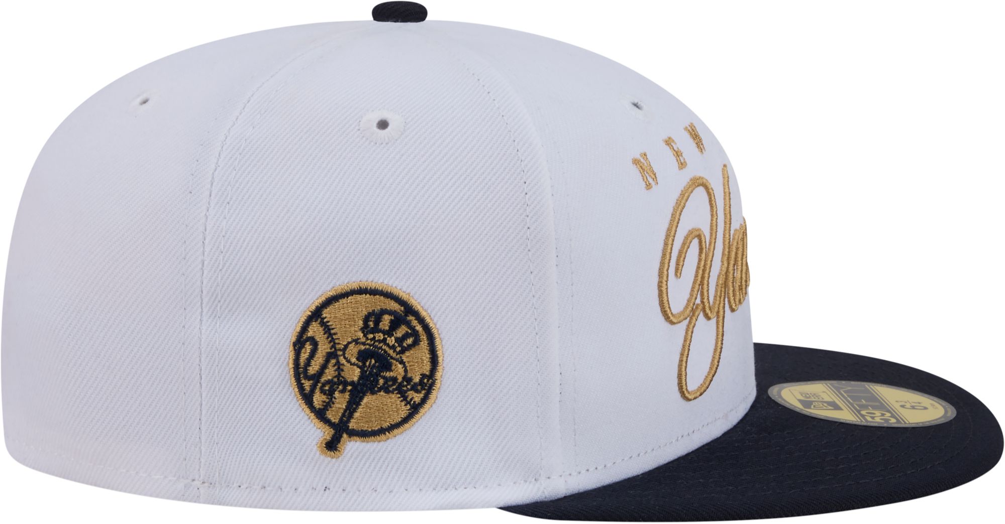 New Era Adult New York Yankees White 59Fifty Scripted Fitted Hat product image