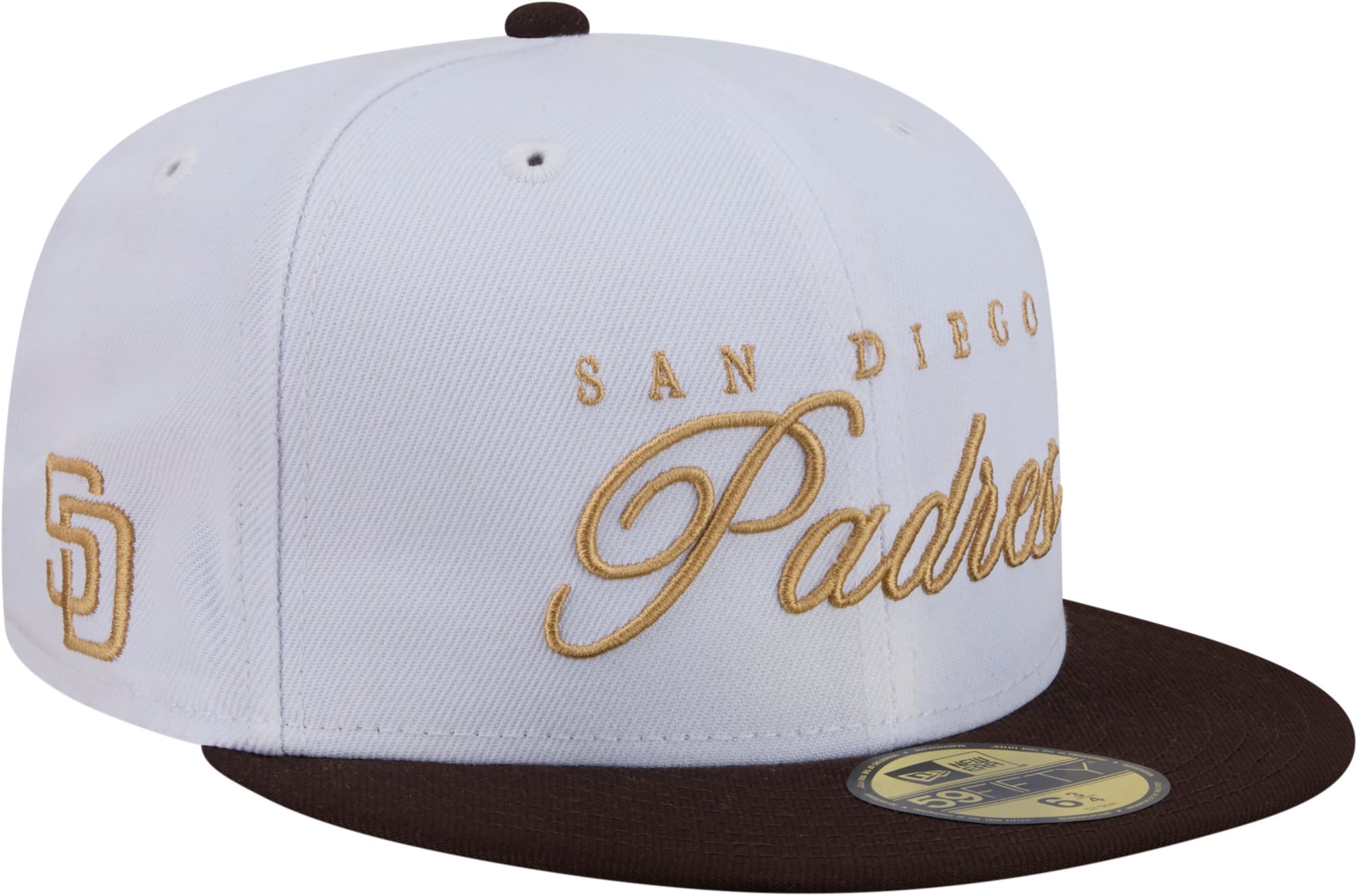 New Era Adult San Diego Padres White 59Fifty Scripted Fitted Hat product image