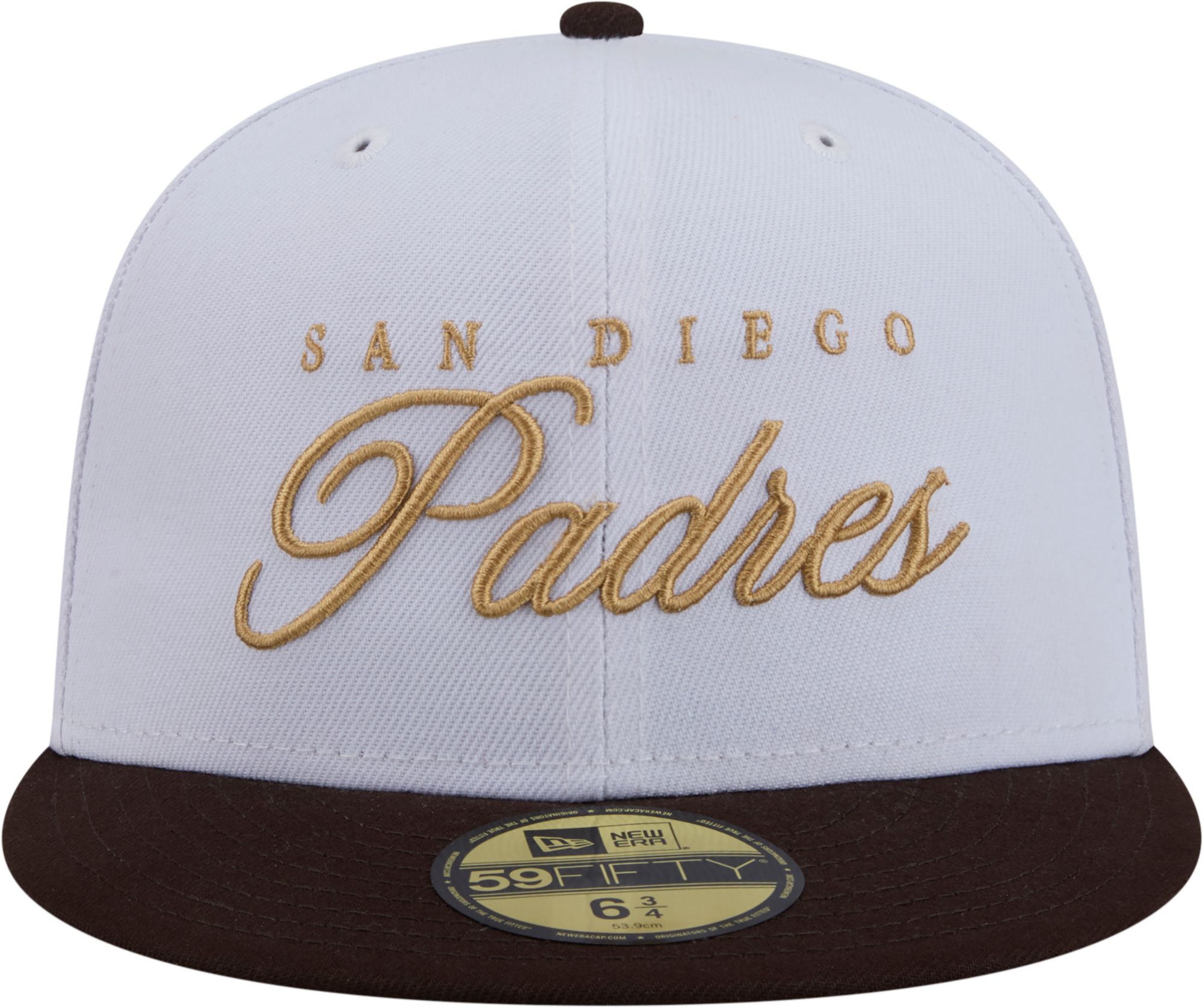 New Era Adult San Diego Padres White 59Fifty Scripted Fitted Hat product image