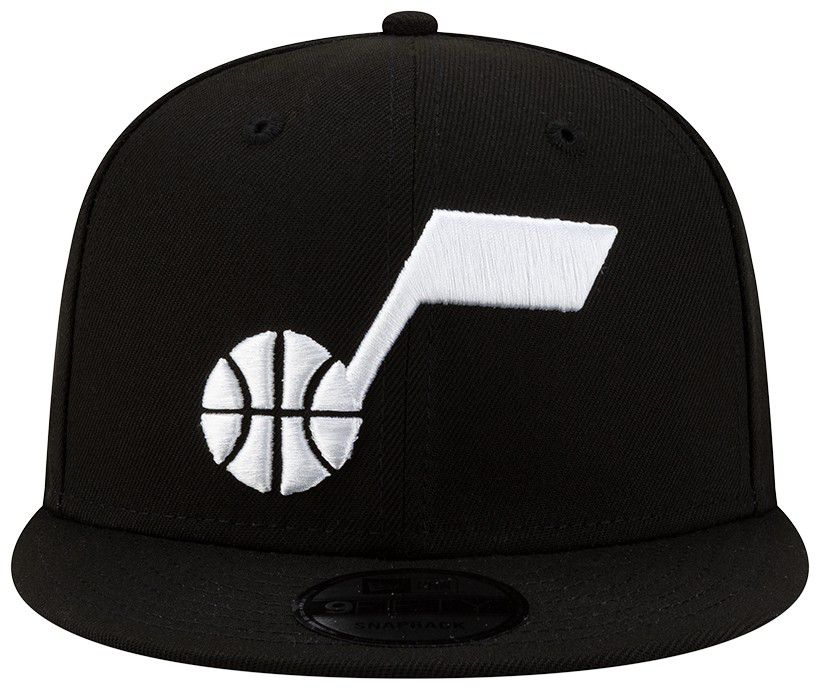 New Era Adult Utah Jazz Black B&W Logo 9Fifty Adjustable Snapback Hat product image