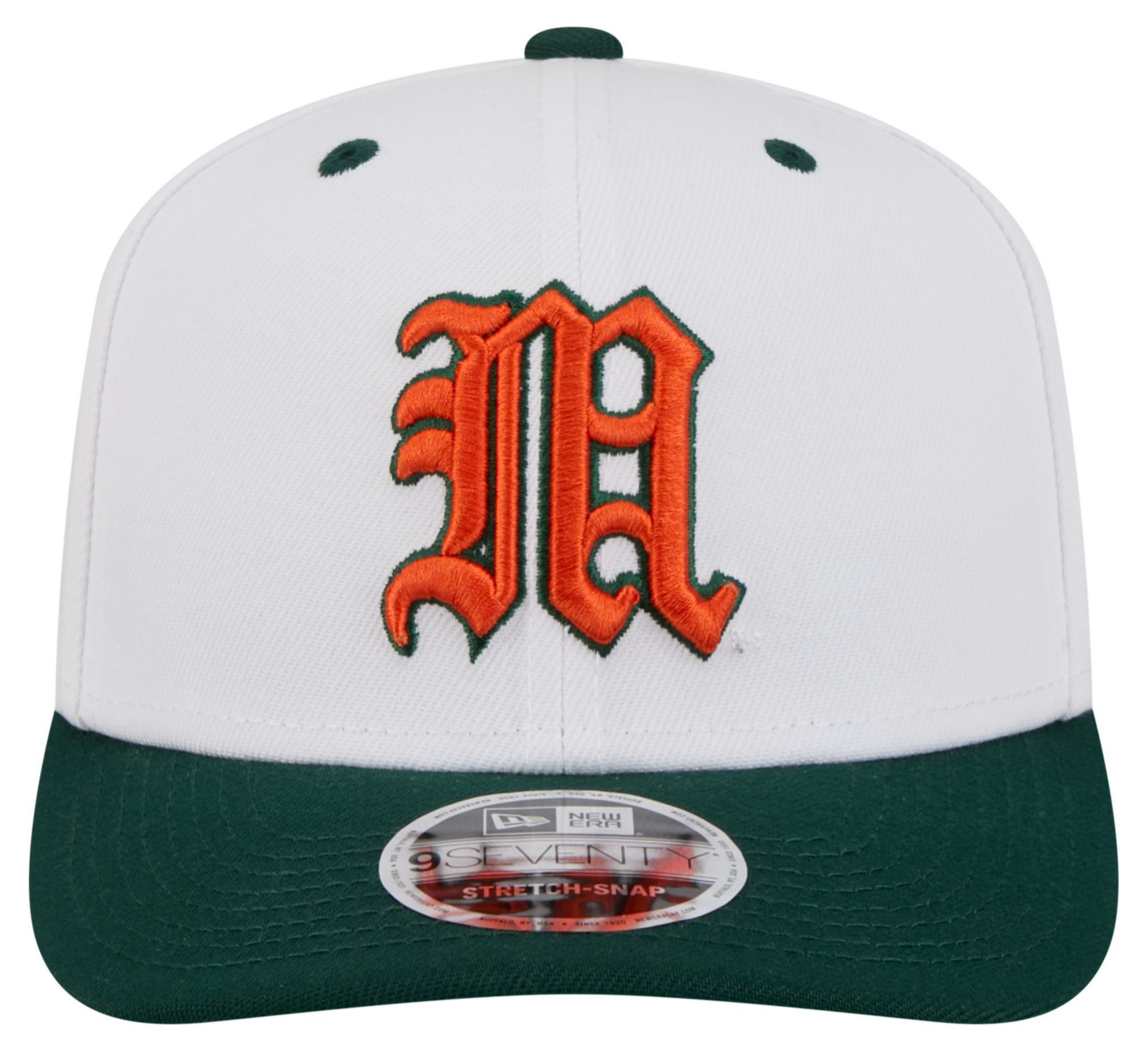 New Era x adidas Adult Miami Hurricanes White/Green 9Seventy Performance Adjustable Stretch-Snap Hat product image