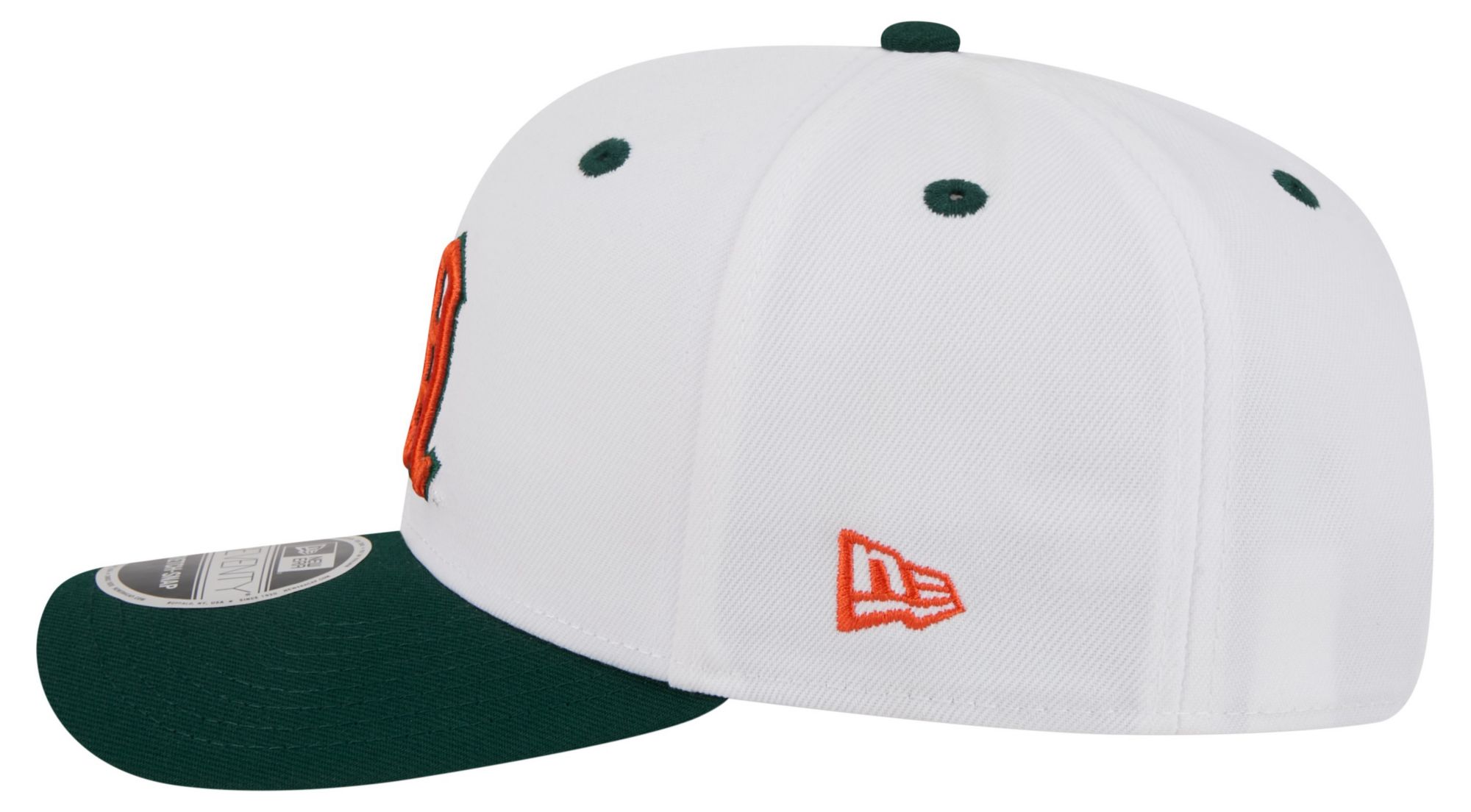 New Era x adidas Adult Miami Hurricanes White/Green 9Seventy Performance Adjustable Stretch-Snap Hat product image