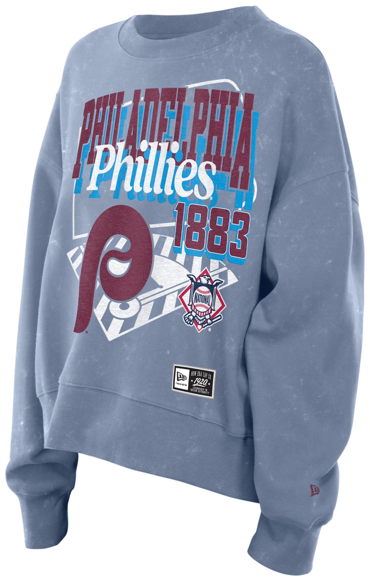 New Era Women's Philadelphia Phillies Light Blue Throwback Enzyme Crewneck Sweatshirt product image