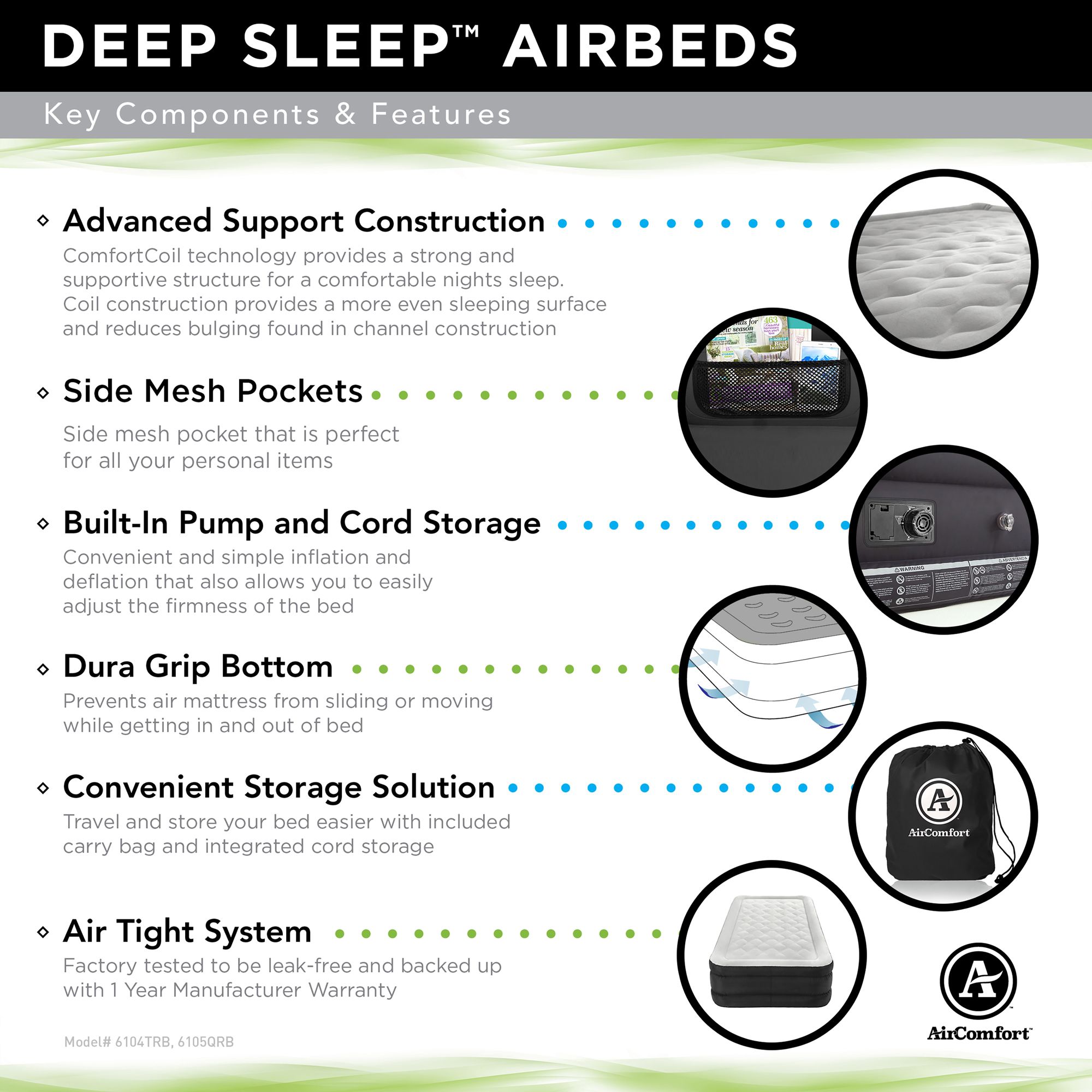 Air Comfort Deep Sleep Twin Raised Air Mattress with Built-In Pump product image