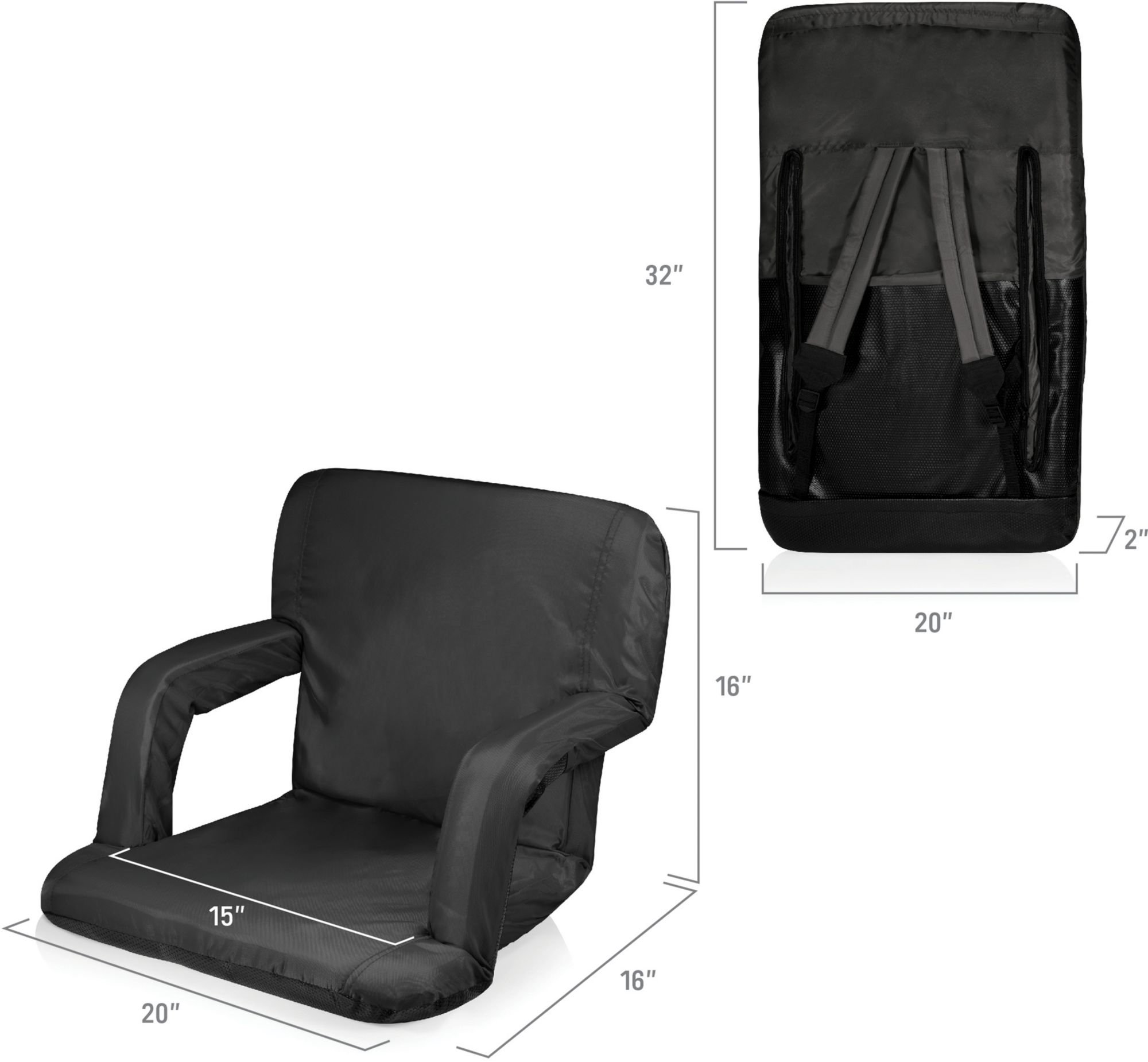 Picnic Time Army West Point Black Knights Ventura Reclining Portable Stadium Seat product image