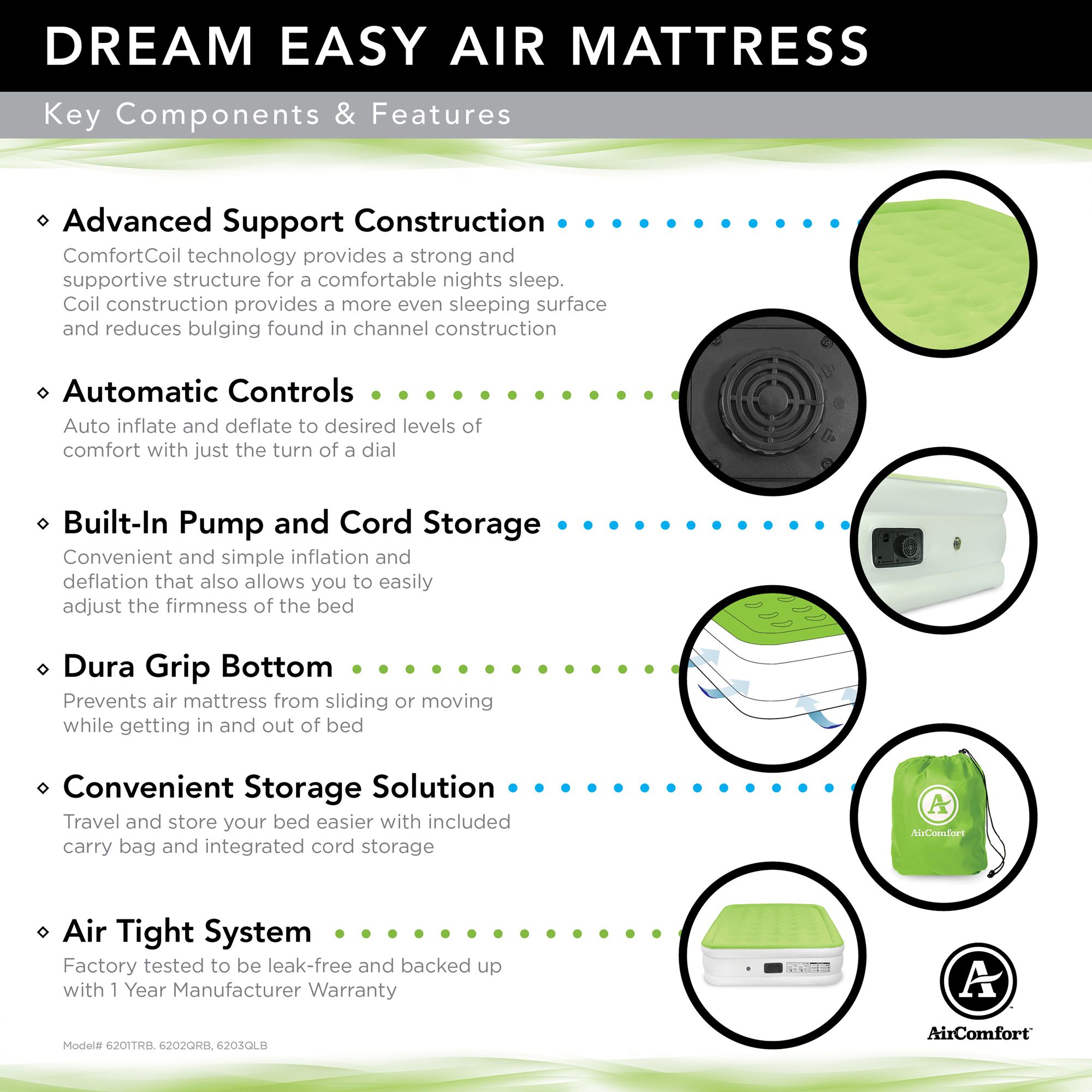Air Comfort Dream Easy Queen Air Mattress with Built-In Pump product image