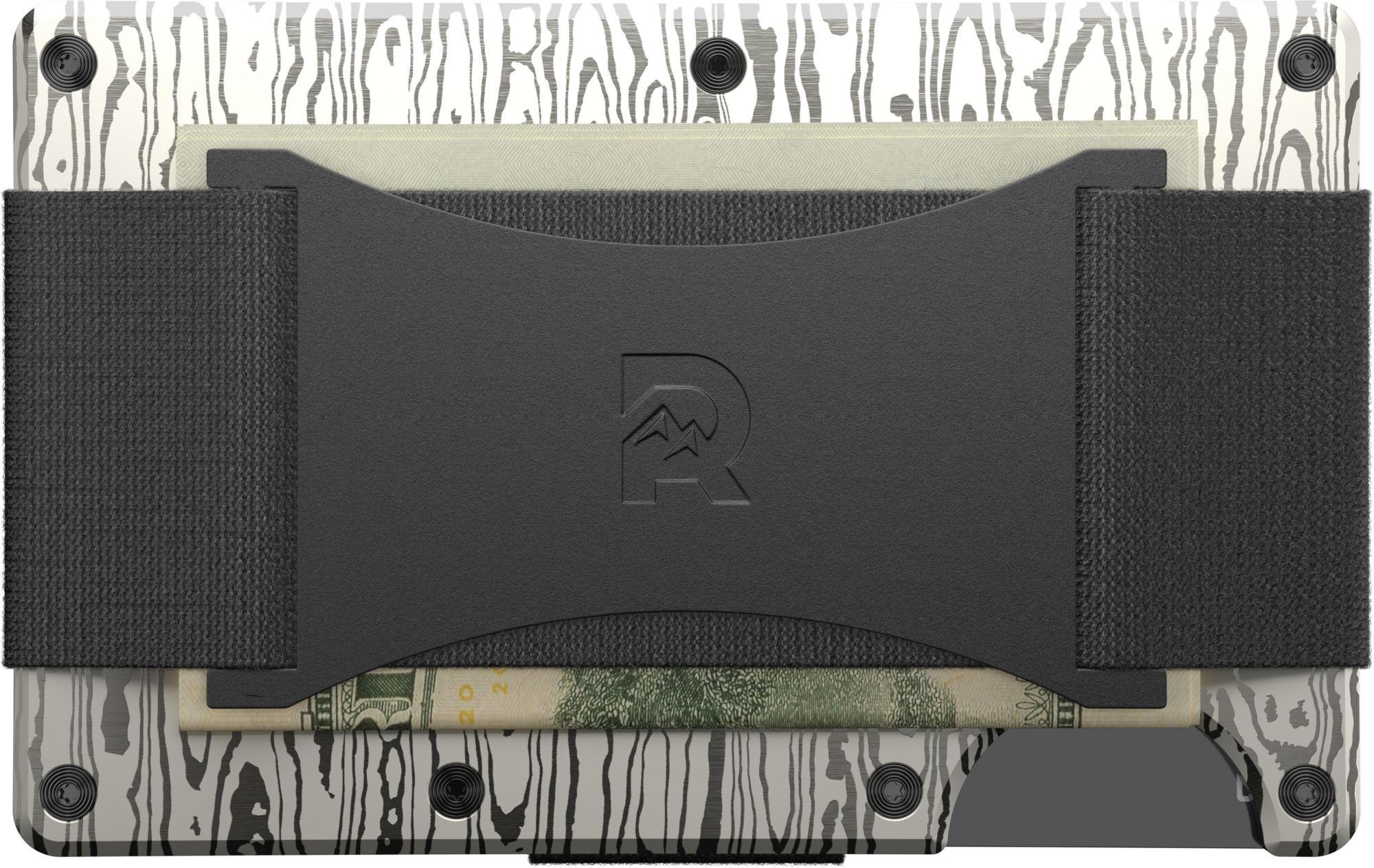 Ridge Wallet Silver Damascus Wallet with Cash Strap and Money Clip product image