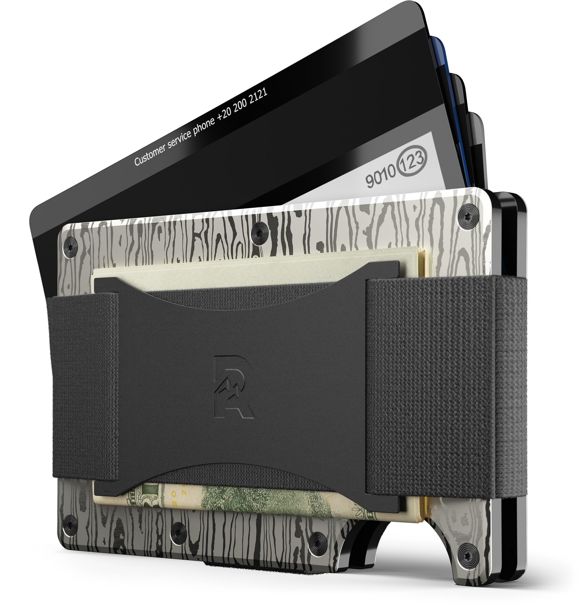 Ridge Wallet Silver Damascus Wallet with Cash Strap and Money Clip product image